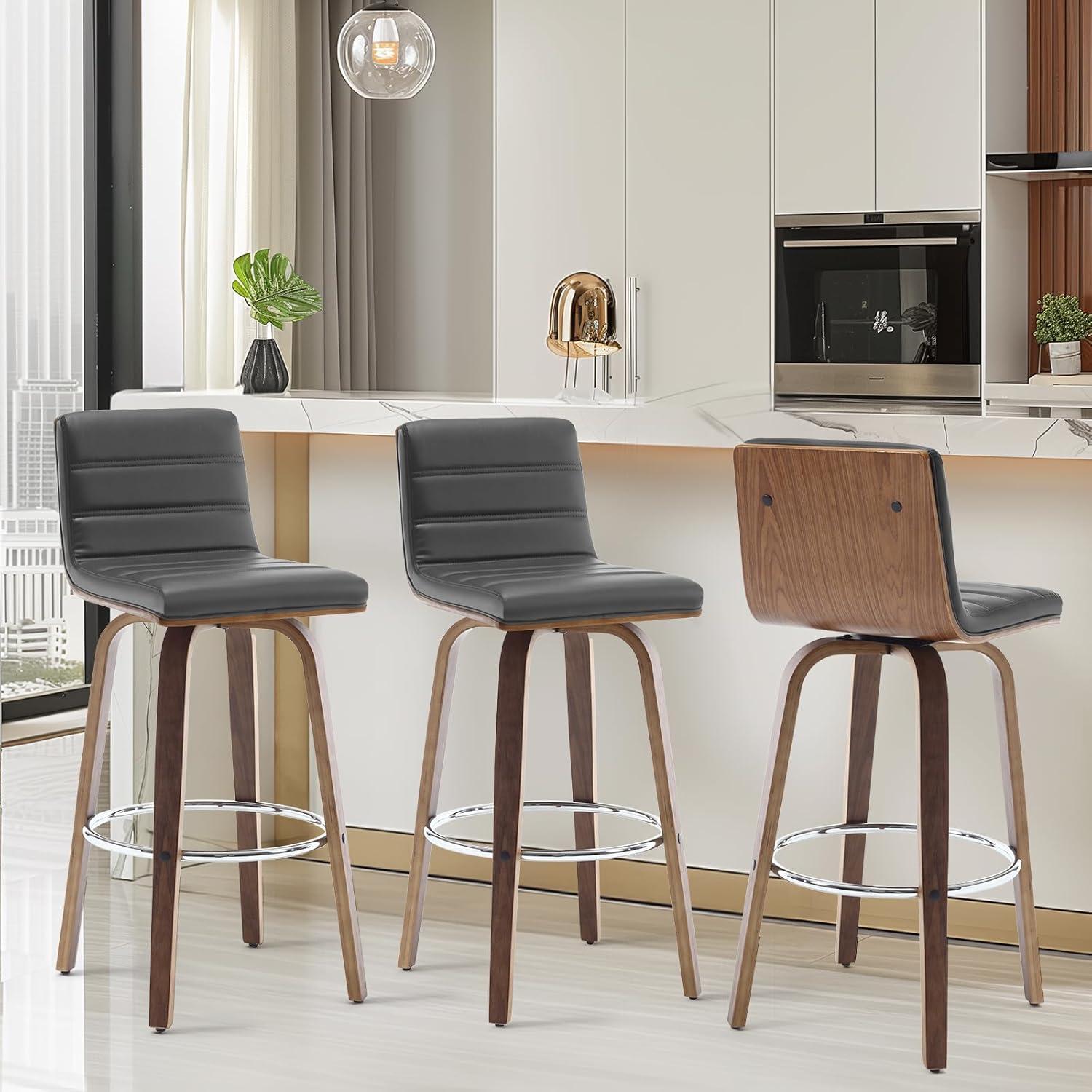 Upholstered  Swivel Counter & Bar Stool (Set of 3)