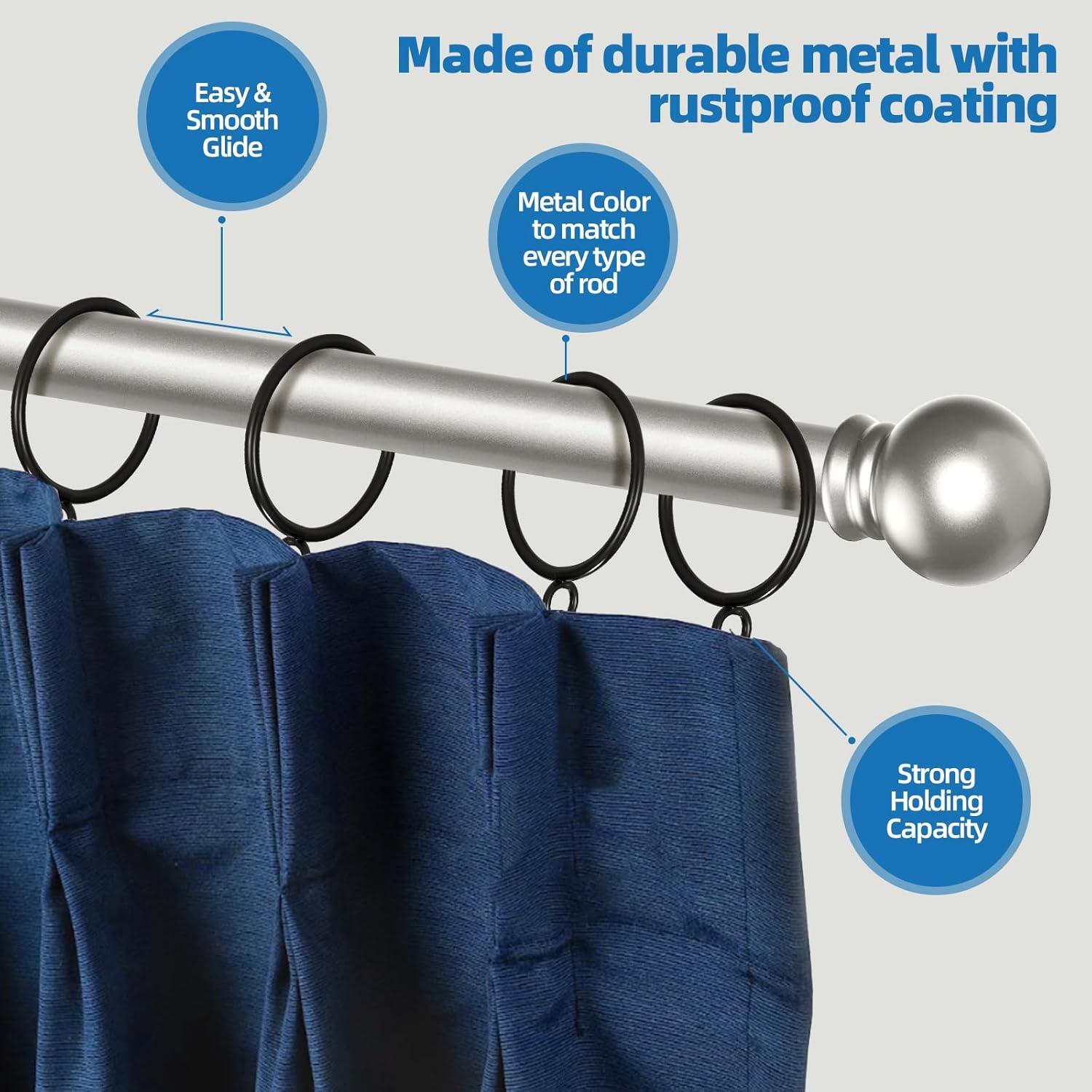 Innovire 42 Pack Curtain Rings with Eyelet 1.5" Inner Diameter,Metal Drapery Ring Fits up to 1.25" Drapery Rod,Glide Smoothly Curtain Rod Rings,Strong Vintage Decorative Rustproof Curtain Ho