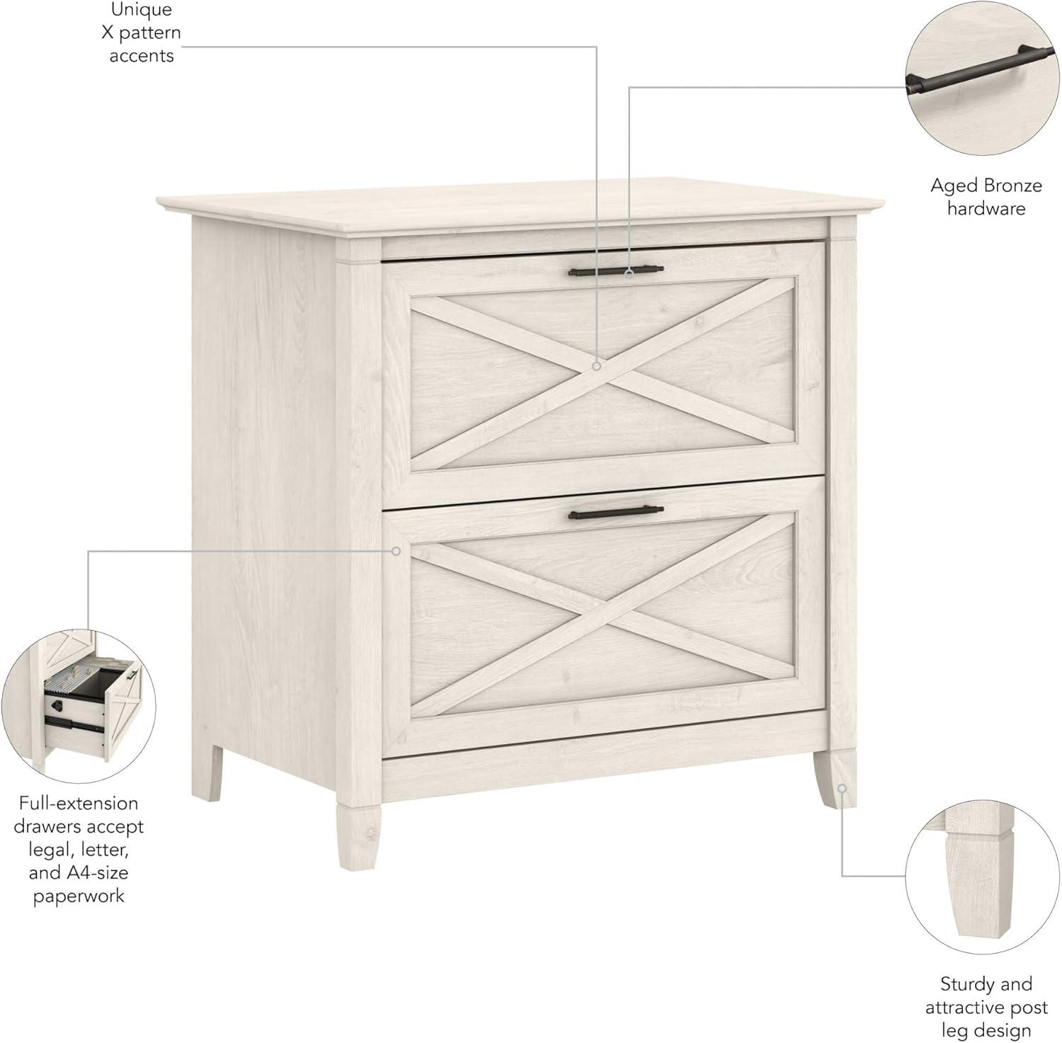 Bush Furniture Key West Lateral File Cabinet, 2 Drawer, Linen White Oak