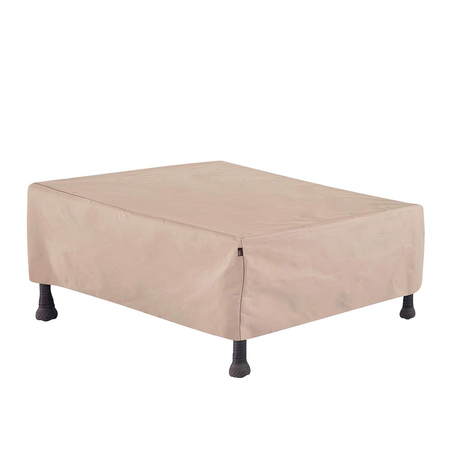Modern Leisure Chalet Outdoor Patio Ottoman Cover, 48"L x 25"W x 18"H, Beige