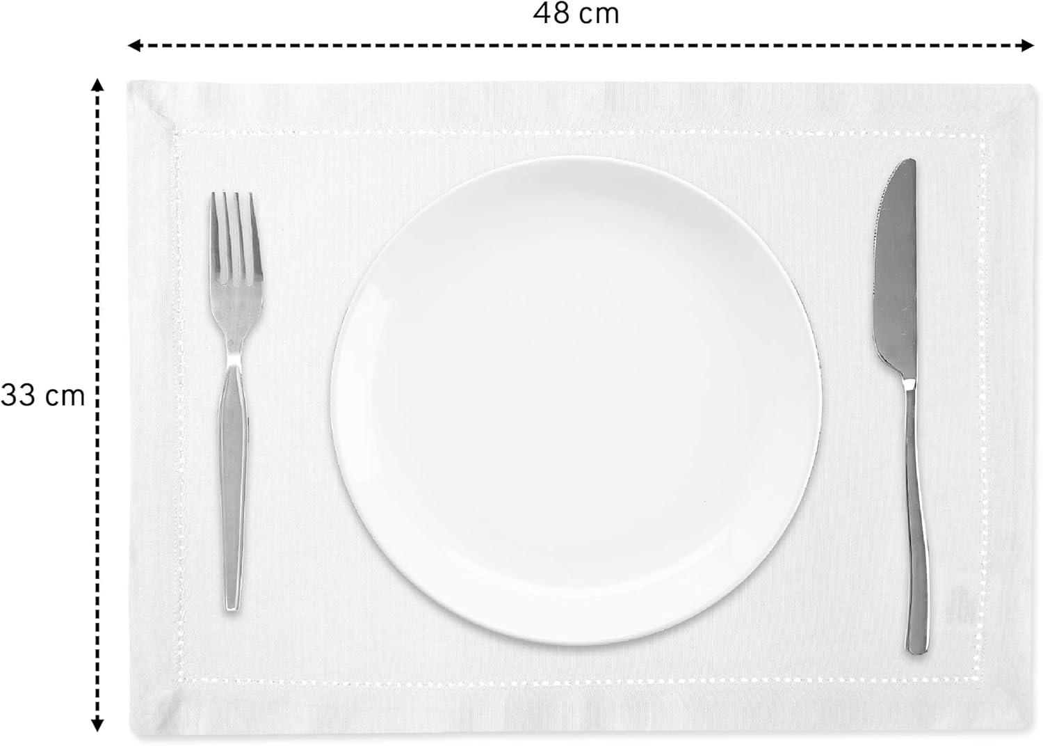 White Hemstitched Cotton Placemats Set of 4