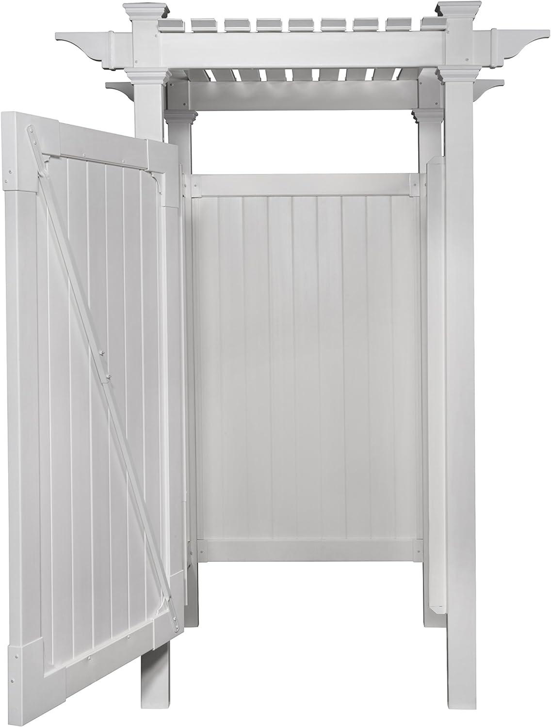 89in White Vinyl Outdoor Shower Enclosure Kit with Door