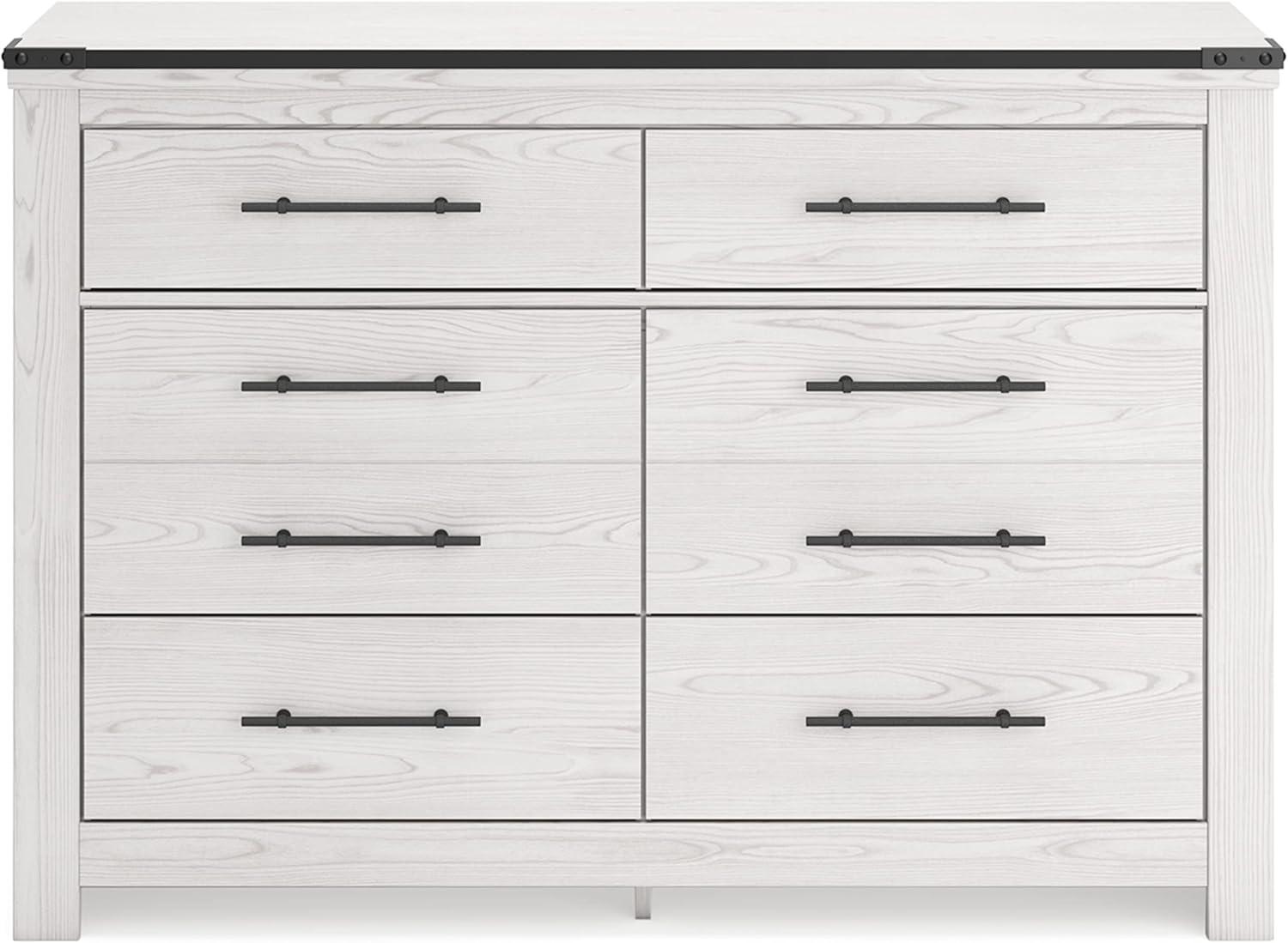 White Farmhouse Double Dresser with Pewter Handles