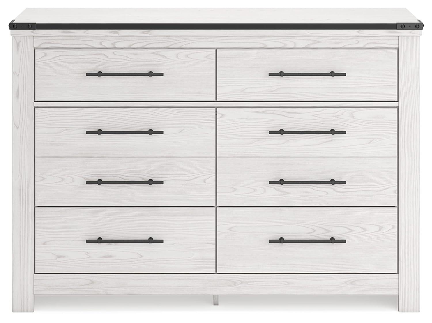 White Farmhouse Double Dresser with Pewter Handles