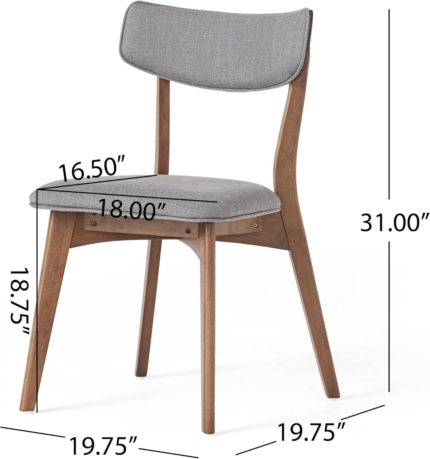 GDF Studio Crystal Indoor Mid Century Modern Fabric Upholstered Dining Chairs, Set of 2, Dark Gray and Walnut