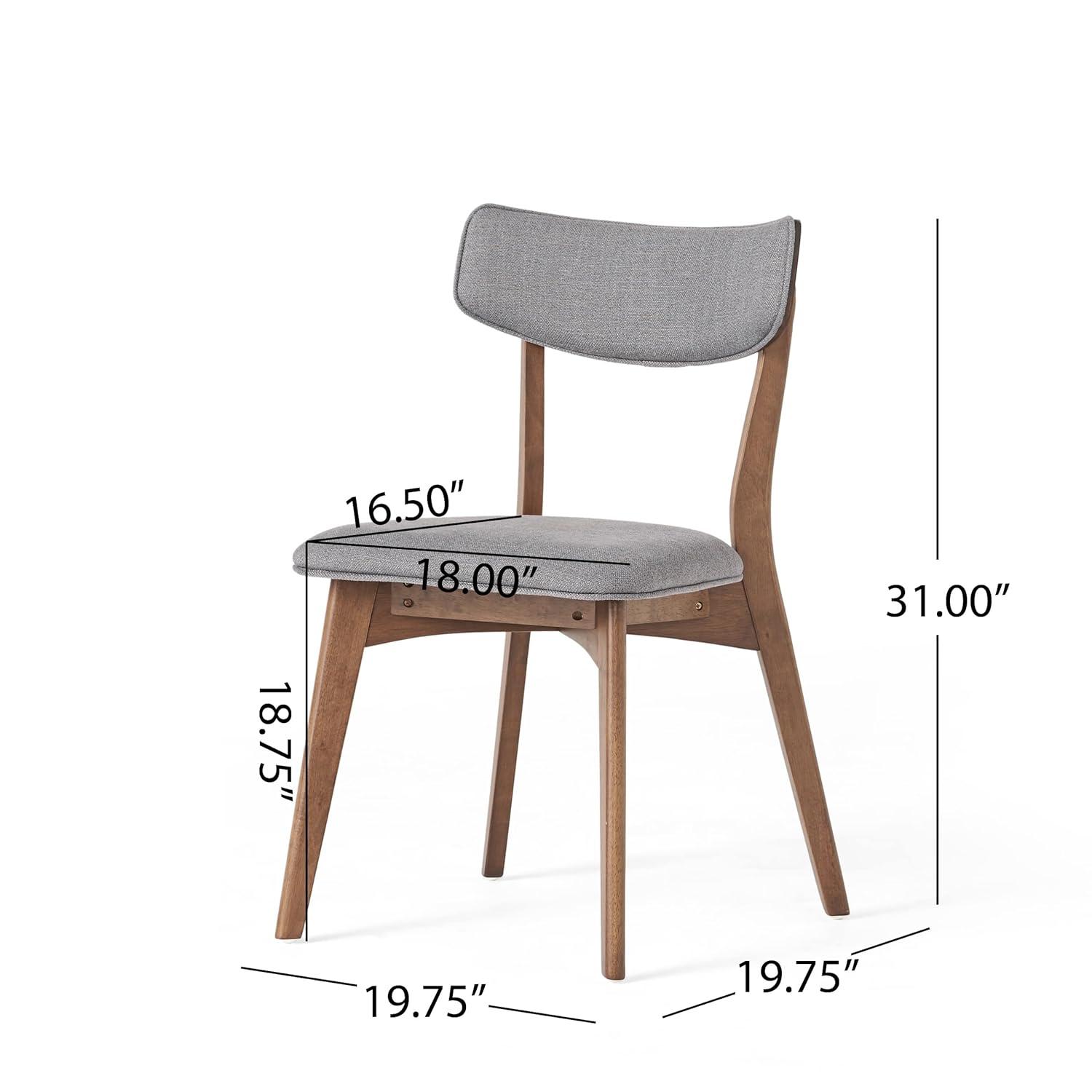 GDF Studio Crystal Indoor Mid Century Modern Fabric Upholstered Dining Chairs, Set of 2, Dark Gray and Walnut