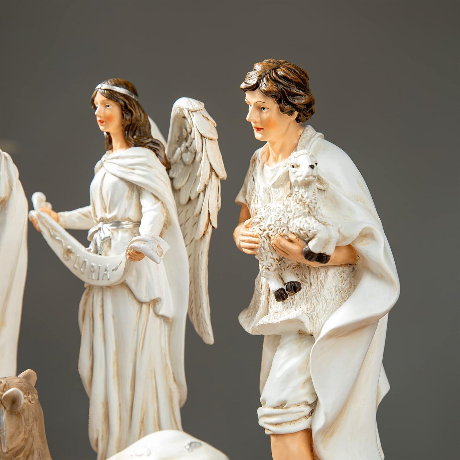 Glitzhome-Glitzhome 12 Piece Resin Nativity Figurine Set