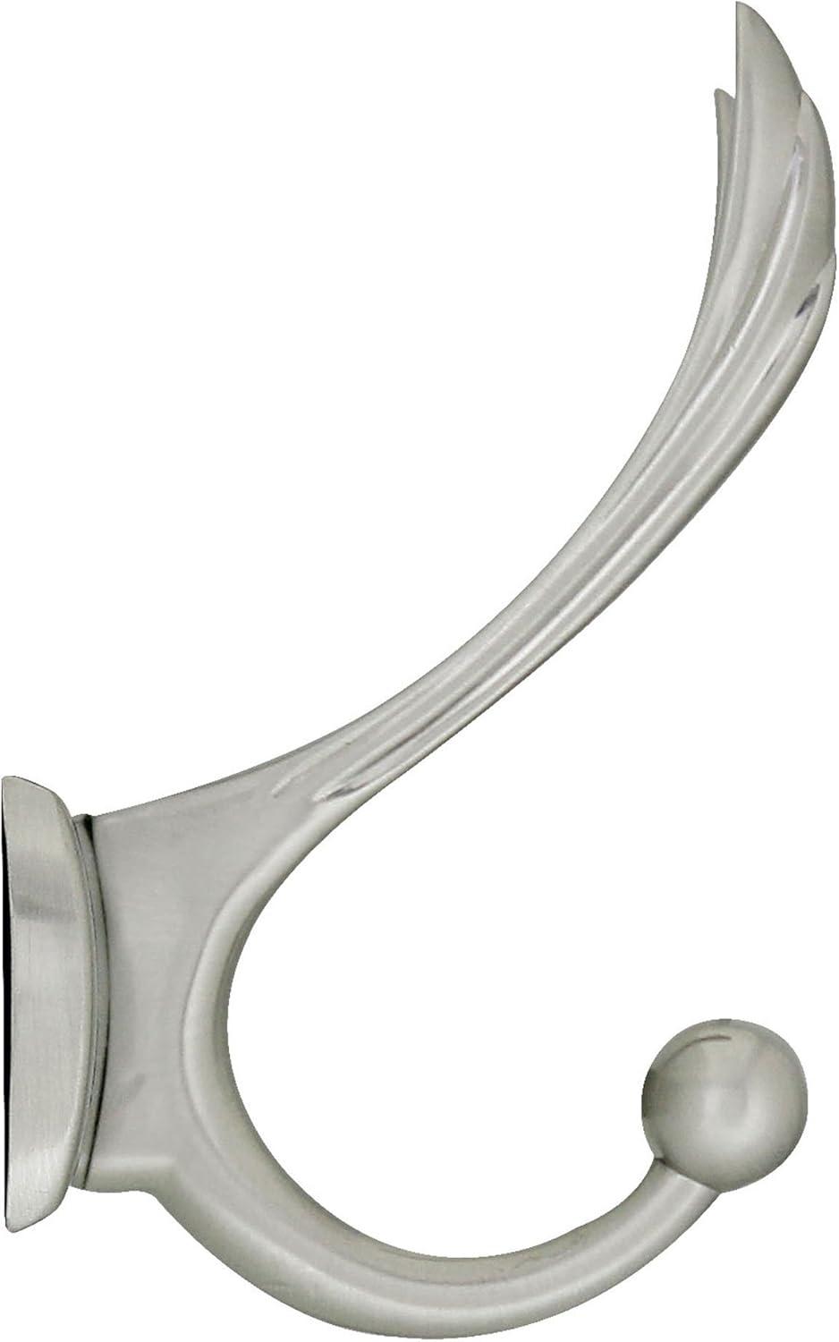 Satin Nickel Triple J-Hook Wall Mounted Towel Rack