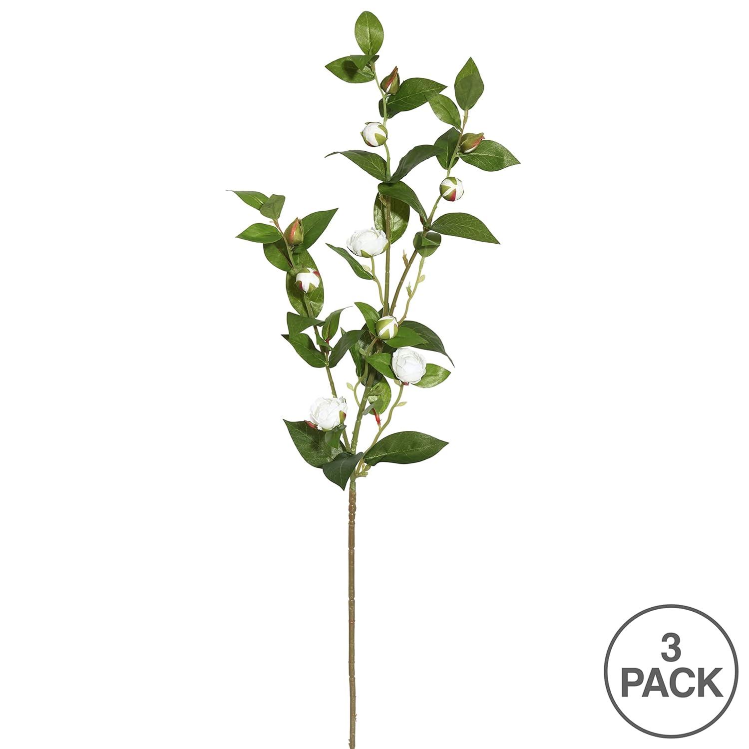 Vickerman 34'' Artificial White Tea Rose Spray. Includes 3 sprays per pack.
