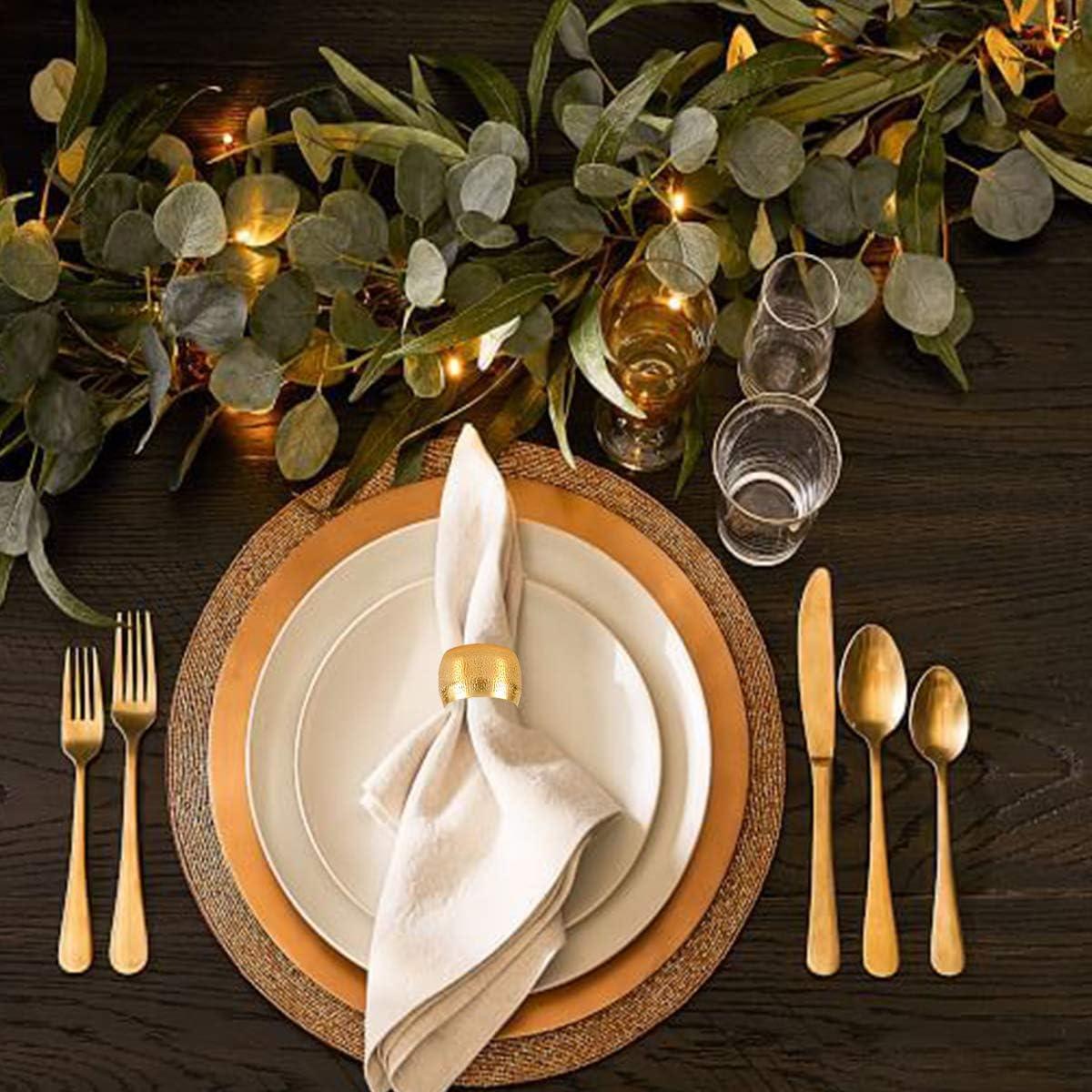 12PCS – Napkin Rings, Gold Napkin Rings Set of 12, Holiday Napkin Holders for Dining, Anniversary, Birthday, Christmas, Easter, Fall, Halloween, Thanksgiving, Party of Table Setting
