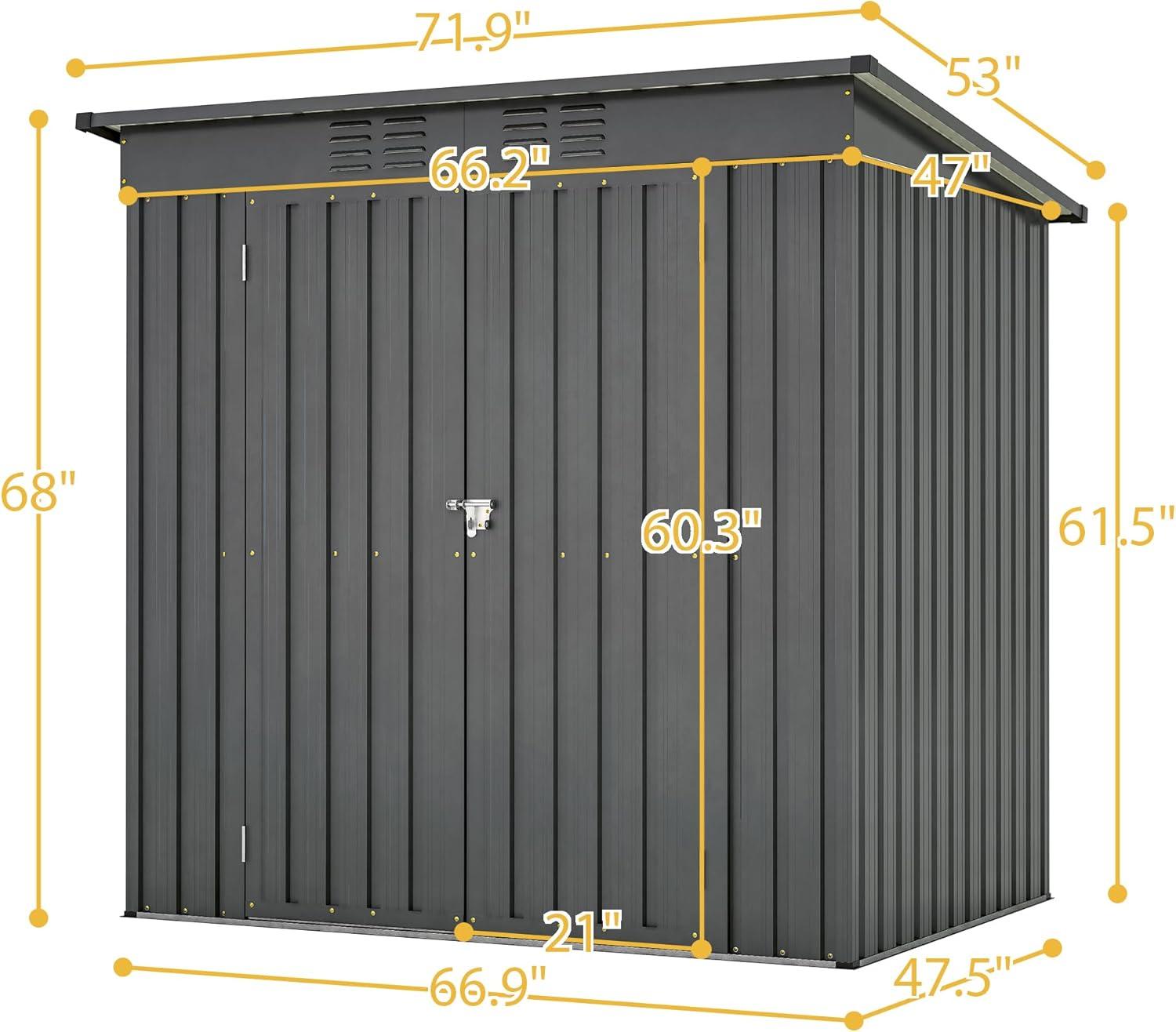 6 x 4 ft Outdoor Storage Shed, All Weather Tool Shed for Garden, Backyard, Lawn, Black