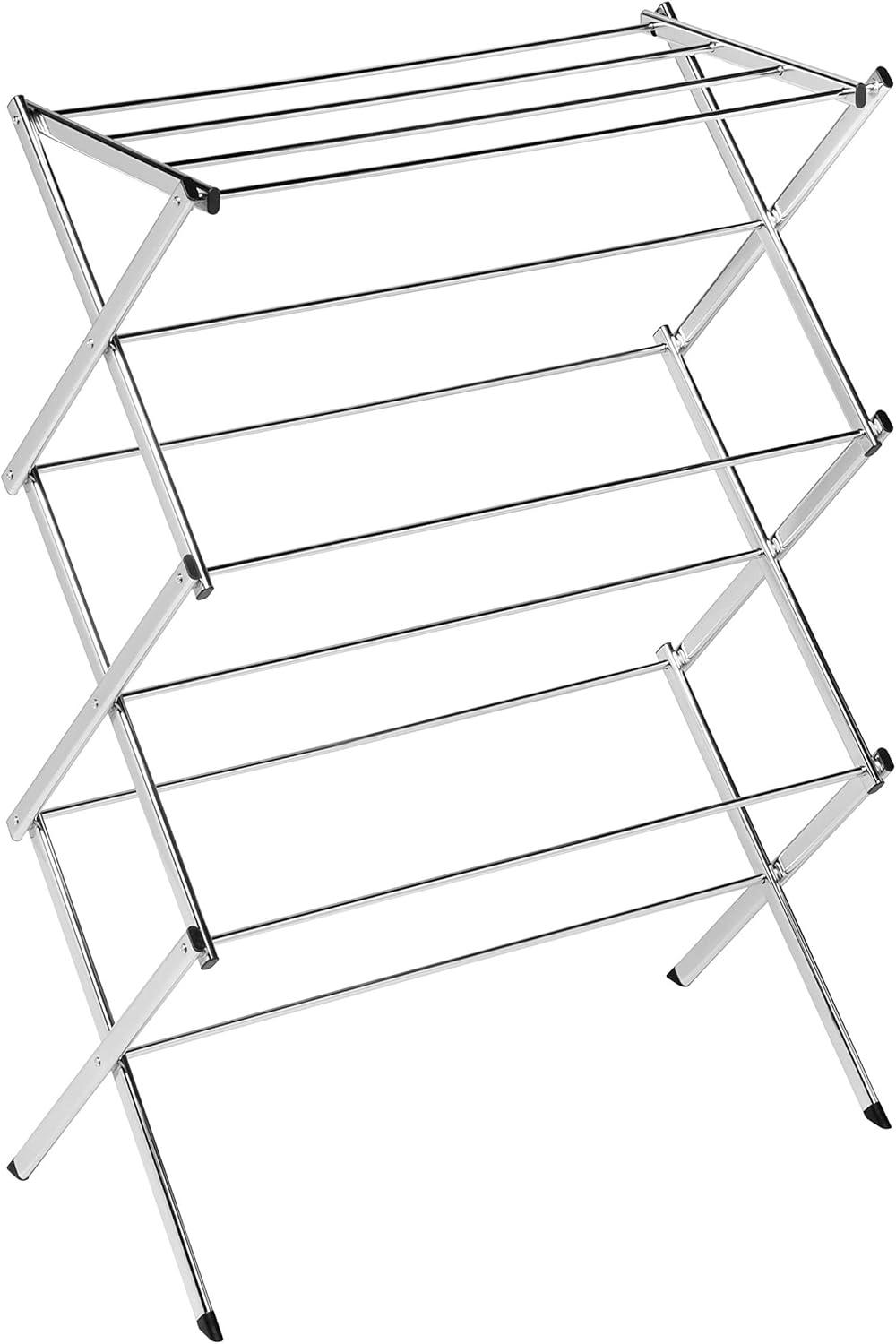 Chrome Collapsible Accordion Clothes Drying Rack, 24 ft.