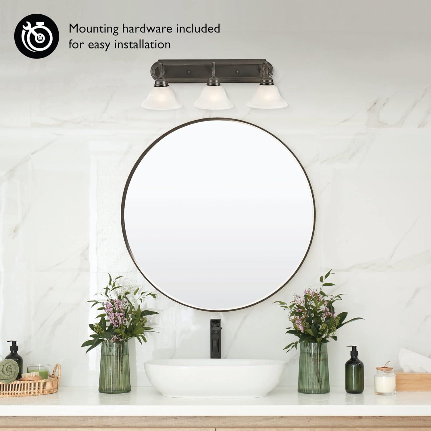 Millbridge Oil-Rubbed Bronze 3-Light Vanity with Alabaster Glass