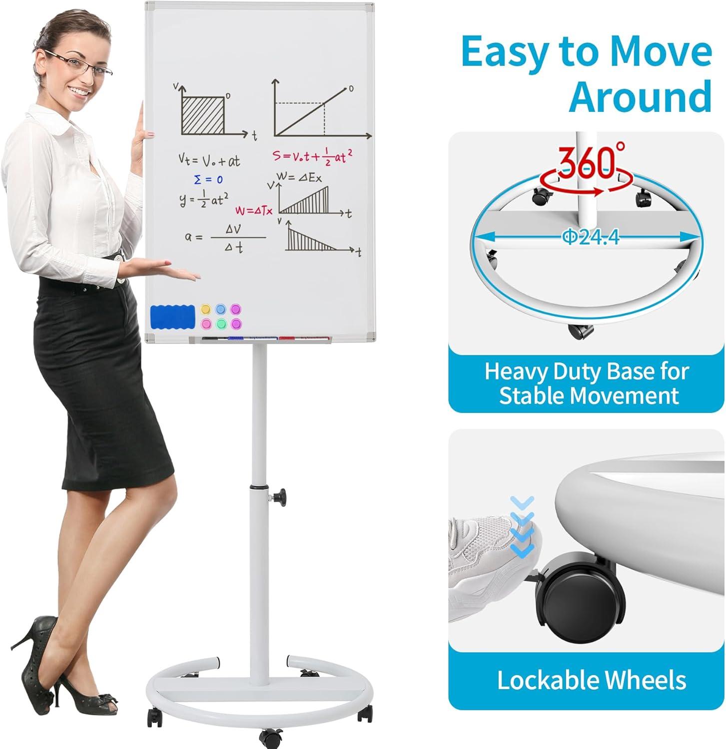 Adjustable Magnetic Whiteboard Easel with Tripod Stand and Flipchart
