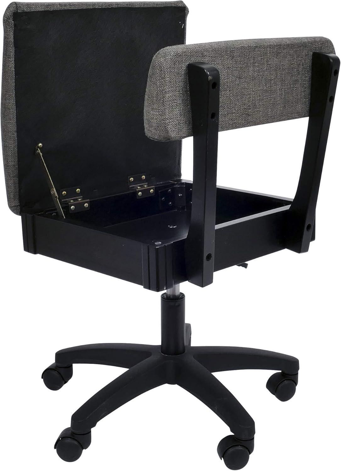 Gray Fabric Swivel Hydraulic Sewing Chair with Storage