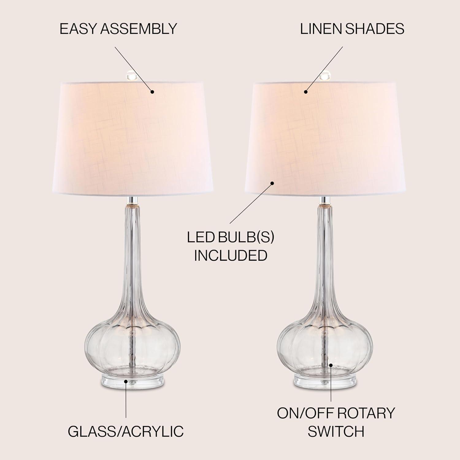 28.5" (Set of 2) Bette Glass Teardrop Table Lamp (Includes LED Light Bulb) - JONATHAN Y