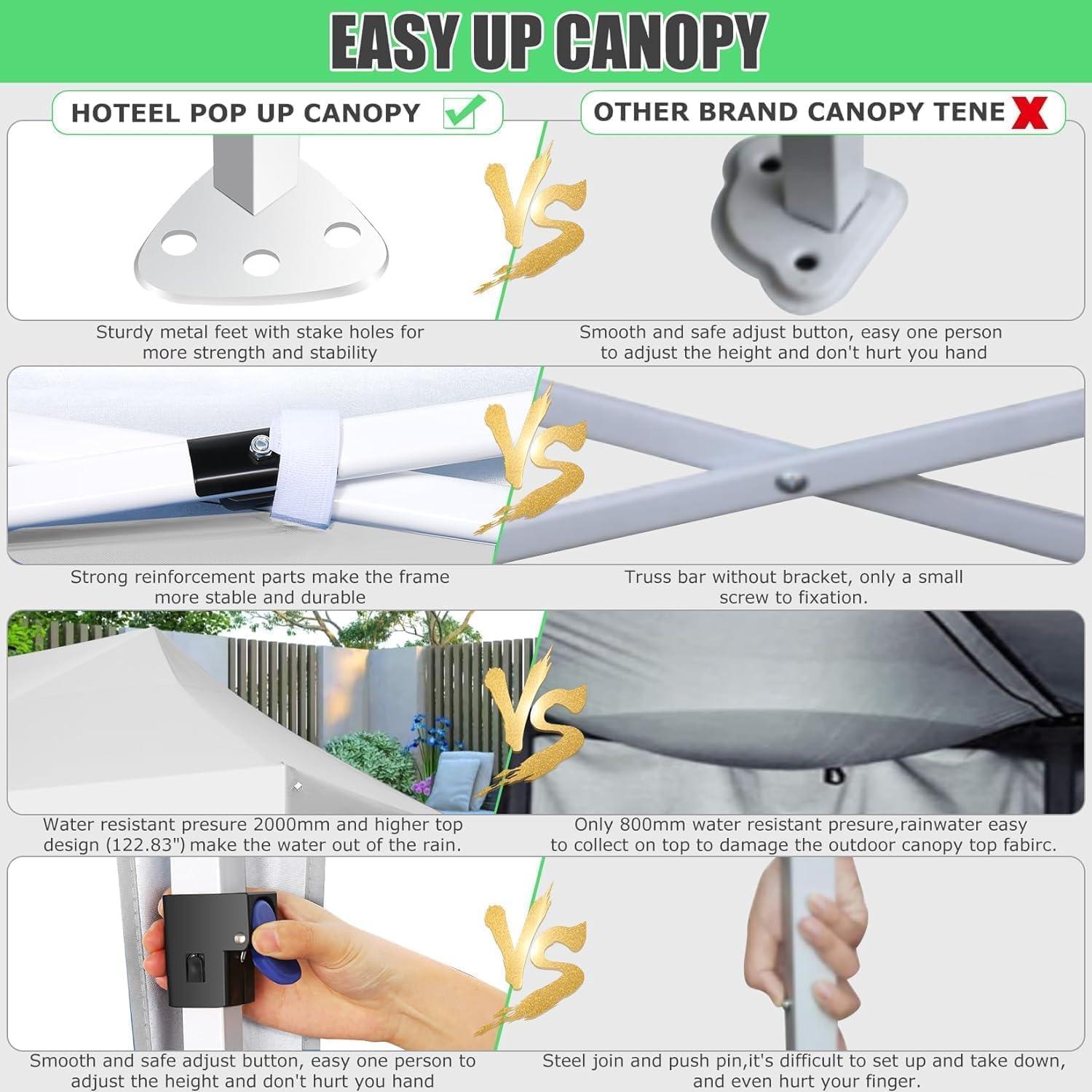 10'x30' EZ Outdoor Pop Up Canopy Tent, Waterproof and Sunproof Beach Canopy with 8 Removable Sidewalls, Heavy Duty Party Wedding Canopy, Height Adjustable Comes with 4 Sandbags, Rolling Bag (White)