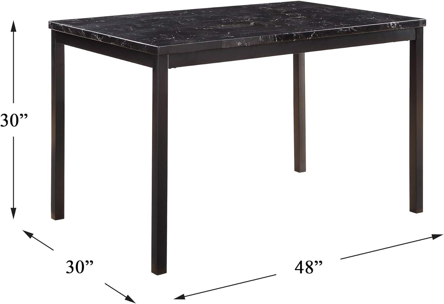 Tempe Transitional 48" Black and Brown Faux Marble Dining Table