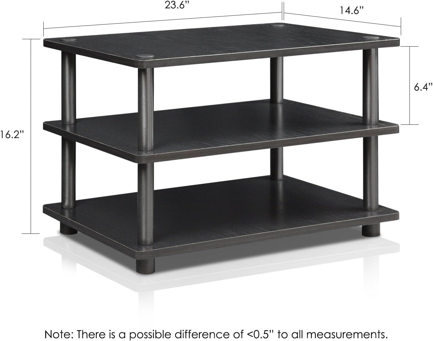 Easy Assembly 3-Tier Corner TV Stand in Black Wood