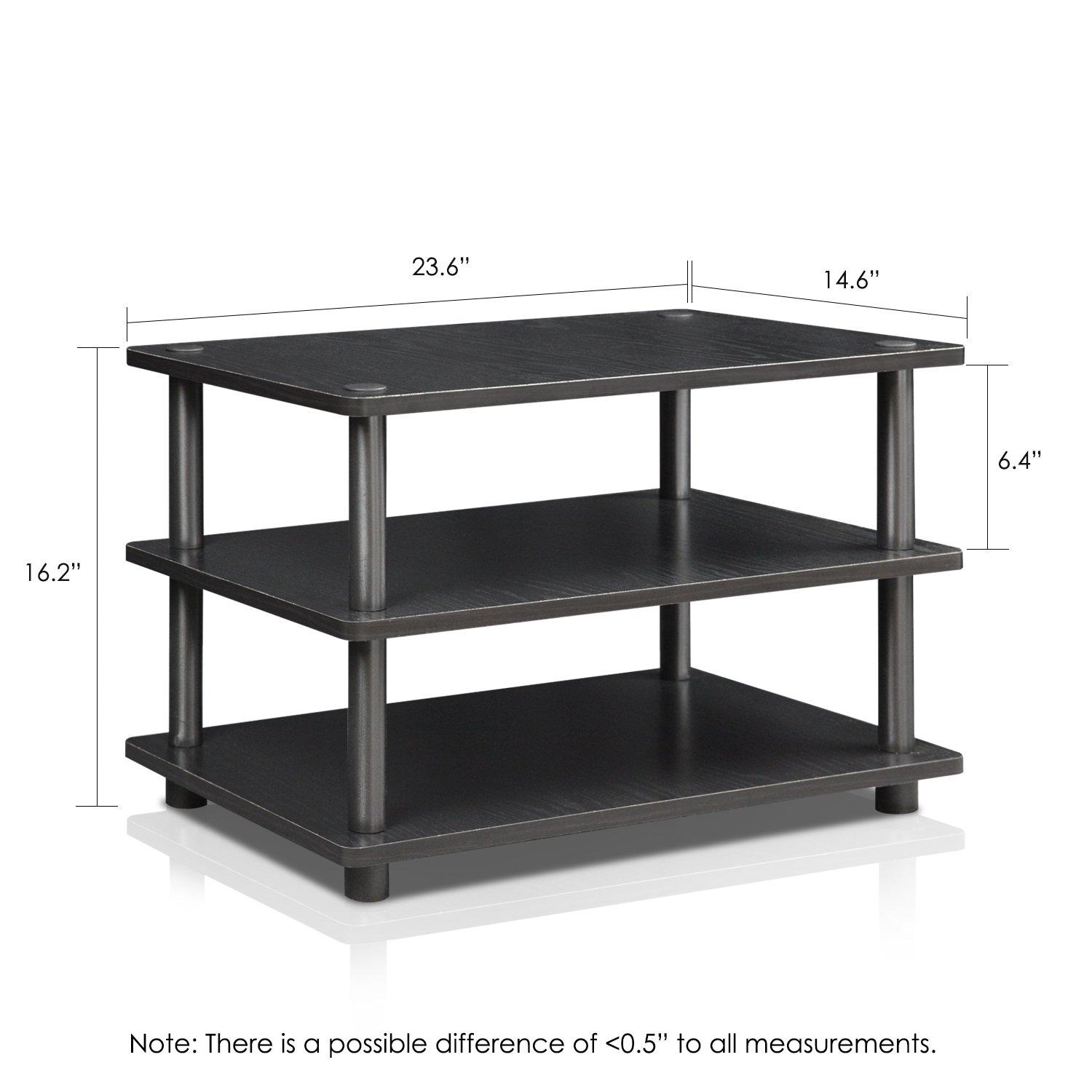 Furinno Easy Assembly 3-Tier Corner TV Stand for TVs up to 25" Storage Shleves CorLiving Blackwood