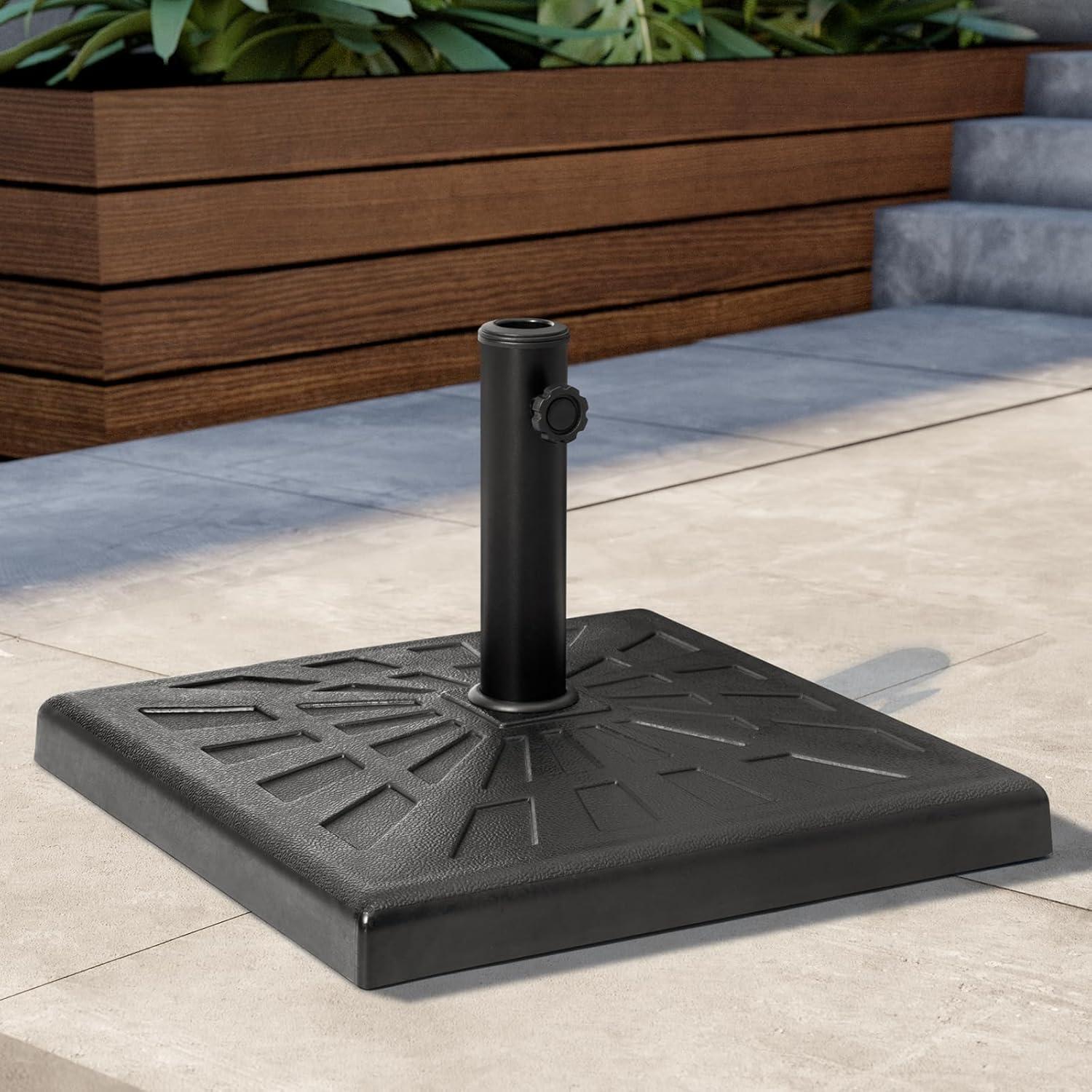 Crestlive Products 42.5 lbs Heavy Duty Square Concrete Patio Umbrella Base with 2 Wheels, Black