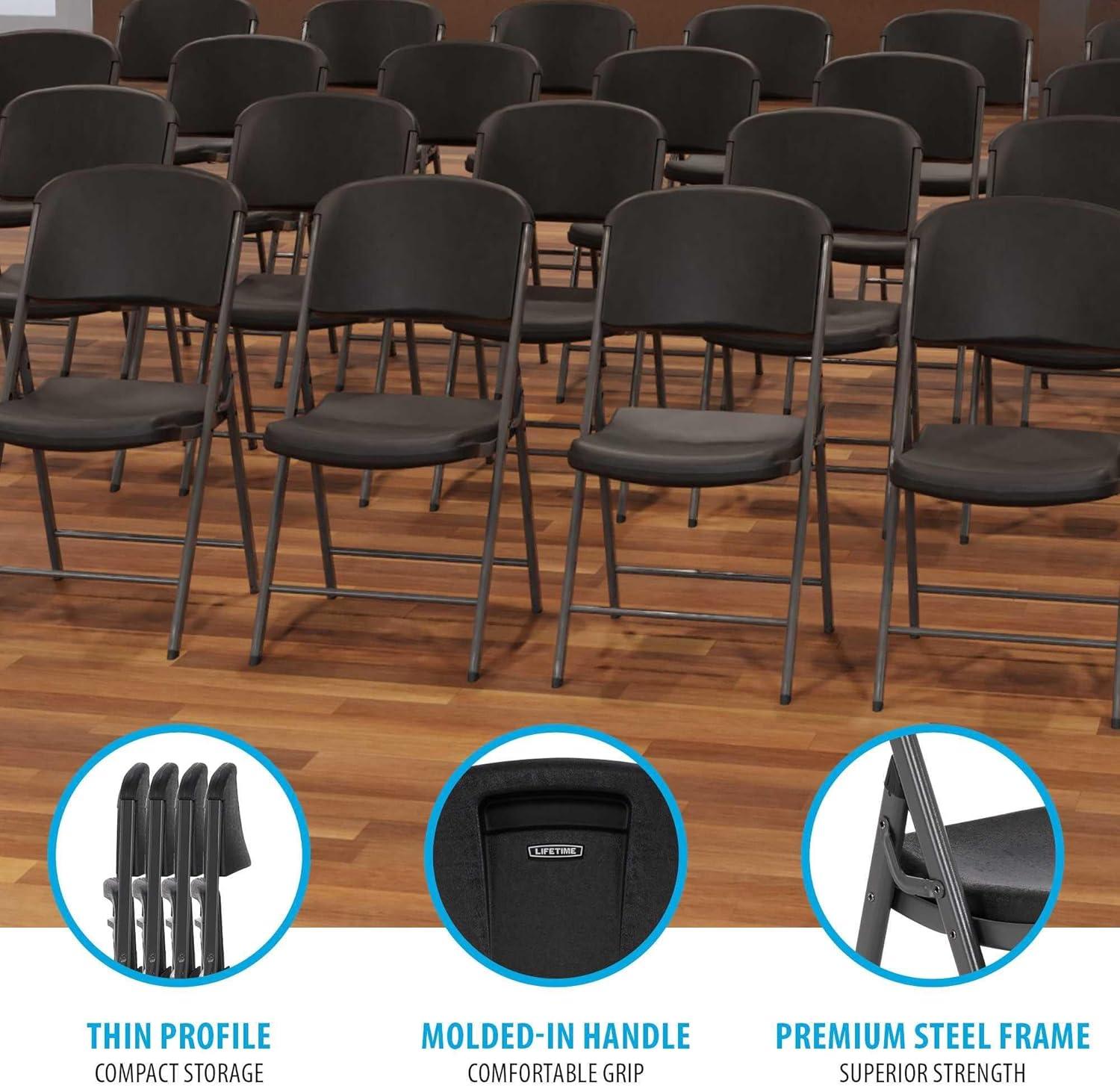 Lifetime Folding Chair, Indoor/Outdoor Commercial, Adult, Black, 4 Pack (80187)
