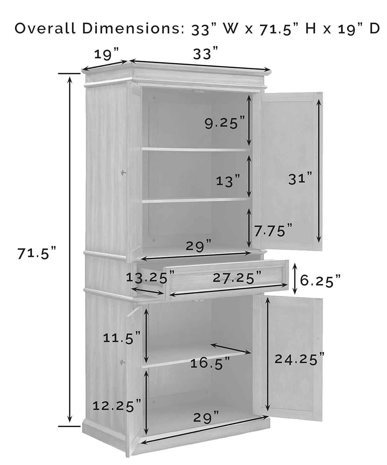 Parsons Pantry Storage Wood/Mahogany - Crosley: Adjustable Shelving, Drawer, Traditional Style