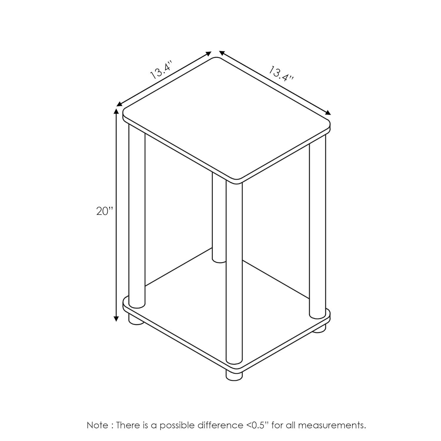 Furinno 2PCS Industrial Reversible End Table Sofa Side Bedside Nightstand w/Storage Shelf,Brown