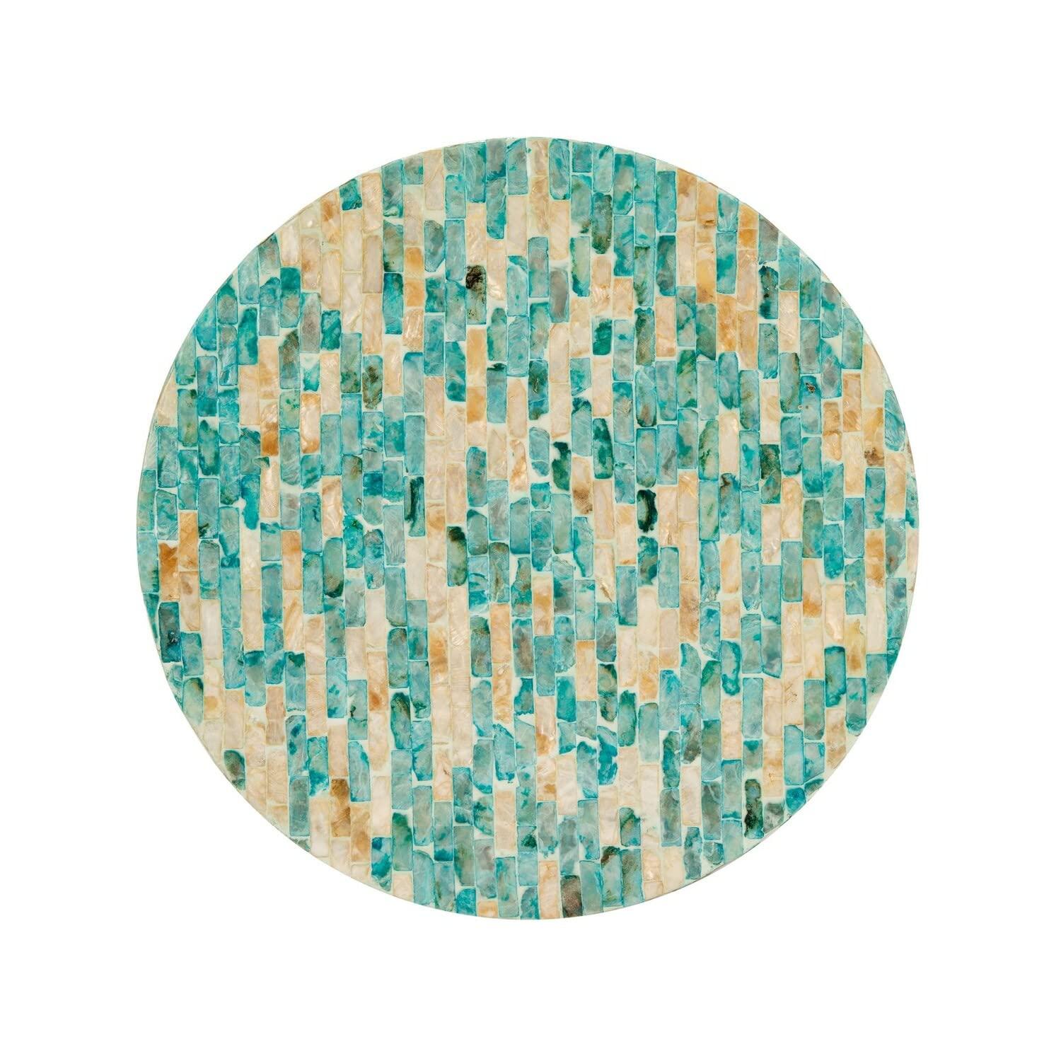 Presley Round Accent Table - Blue/Gold - Safavieh.