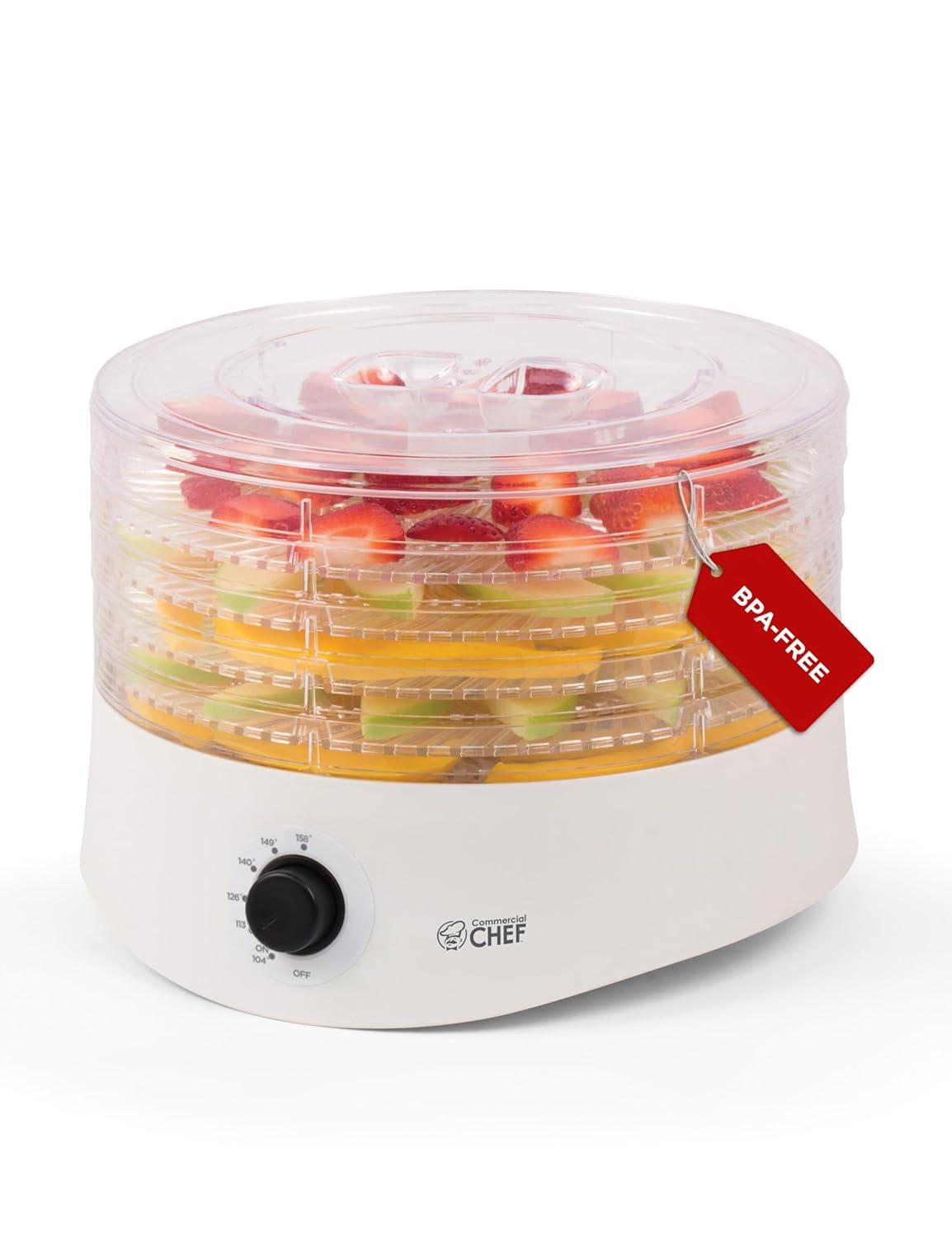 Commercial Chef Commercial Chef Food Dehydrator, Dehydrator Machine for Dehydrated Foods with 5 Drying Tray, White