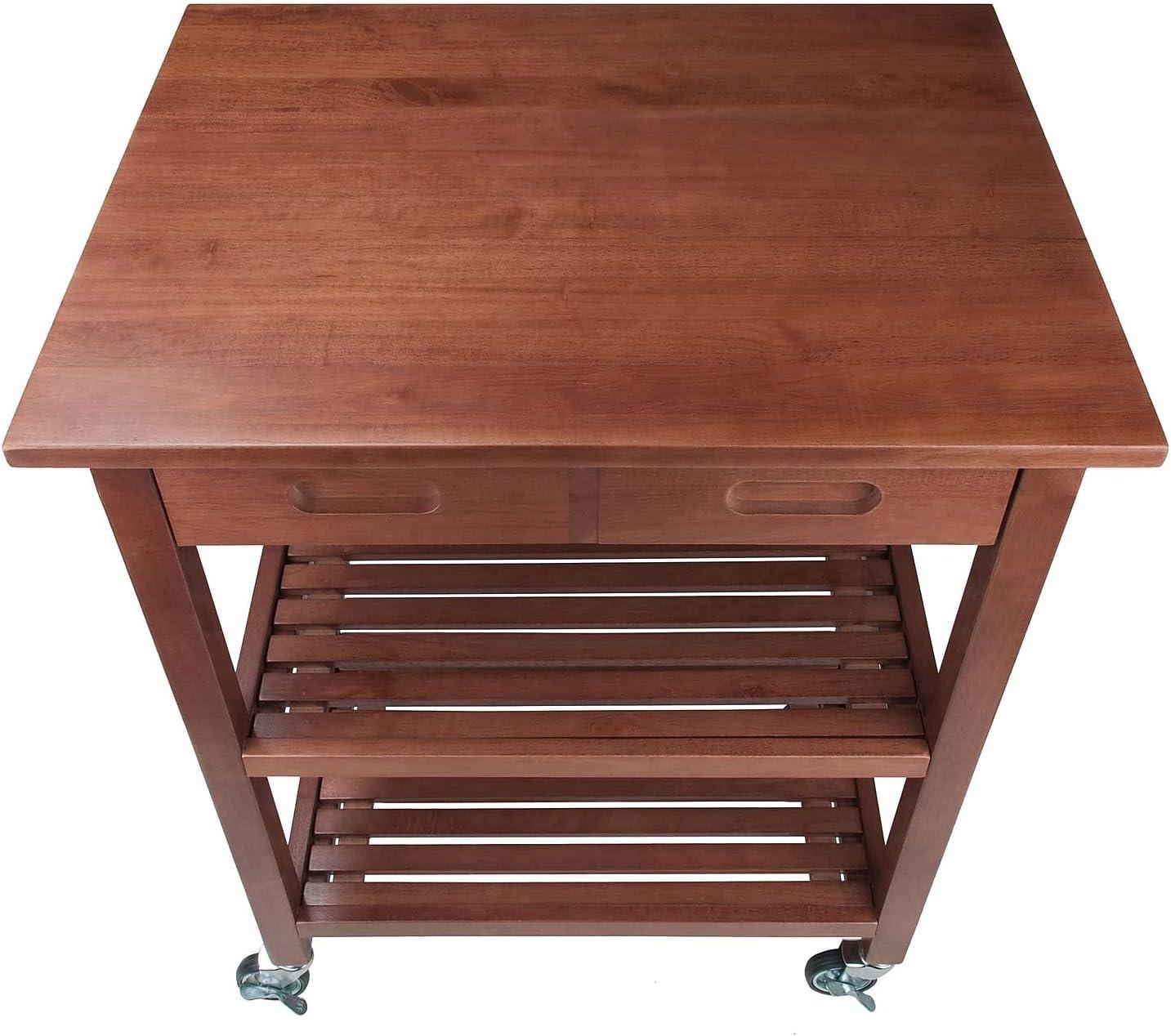 Jonathan Kitchen Cart Walnut - Winsome: Rolling Island with Storage, Wood Composite Surface