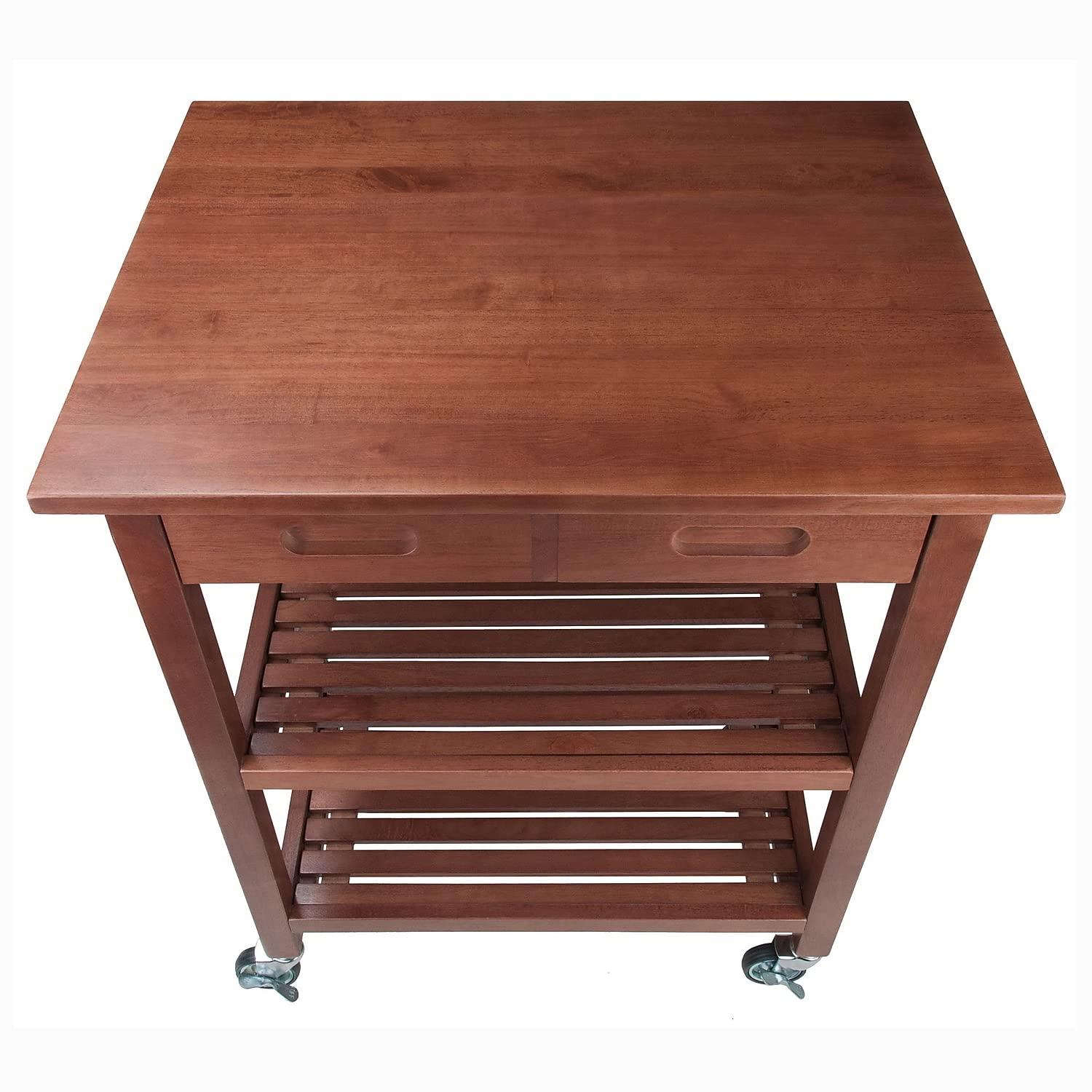 Jonathan Kitchen Cart Walnut - Winsome: Rolling Island with Storage, Wood Composite Surface