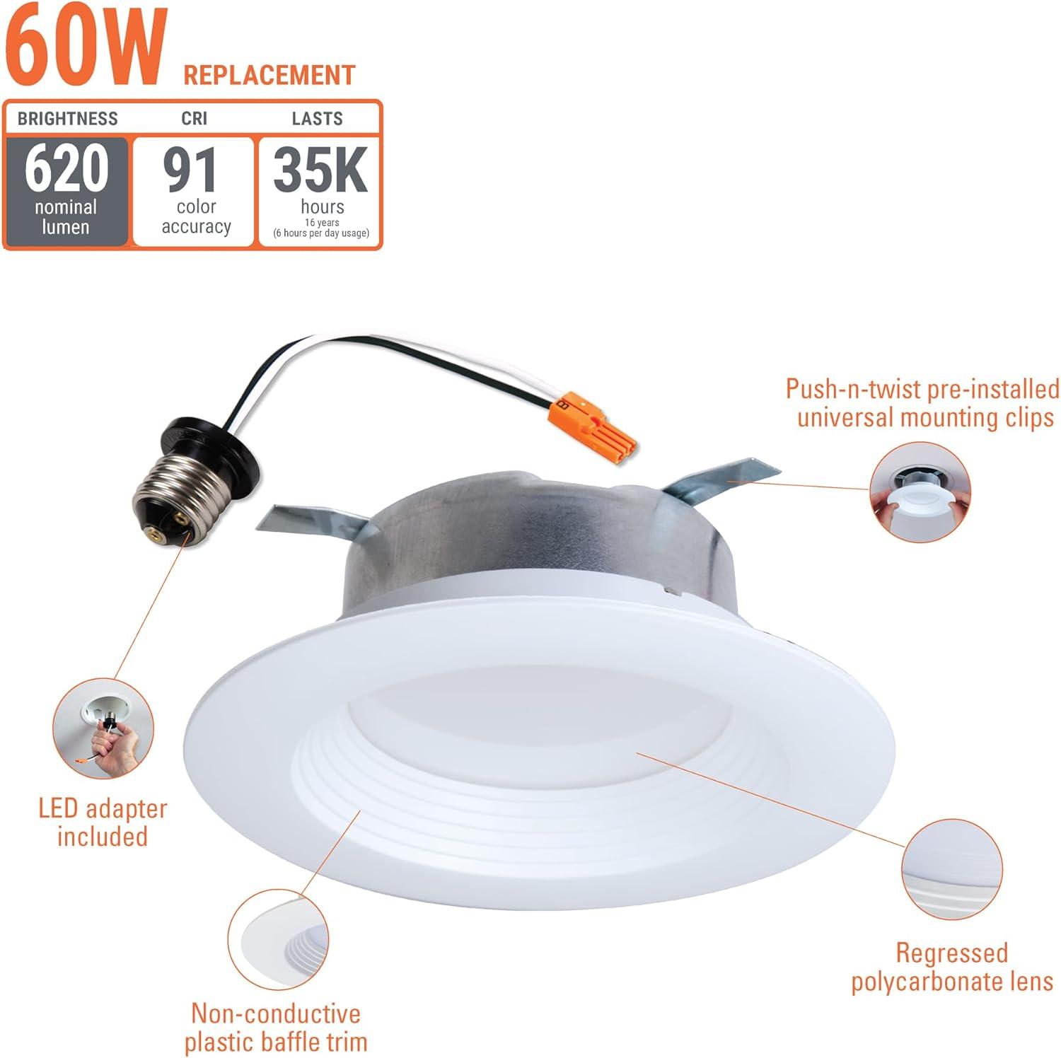 White Aluminum 4-Inch LED Recessed Lighting Pack