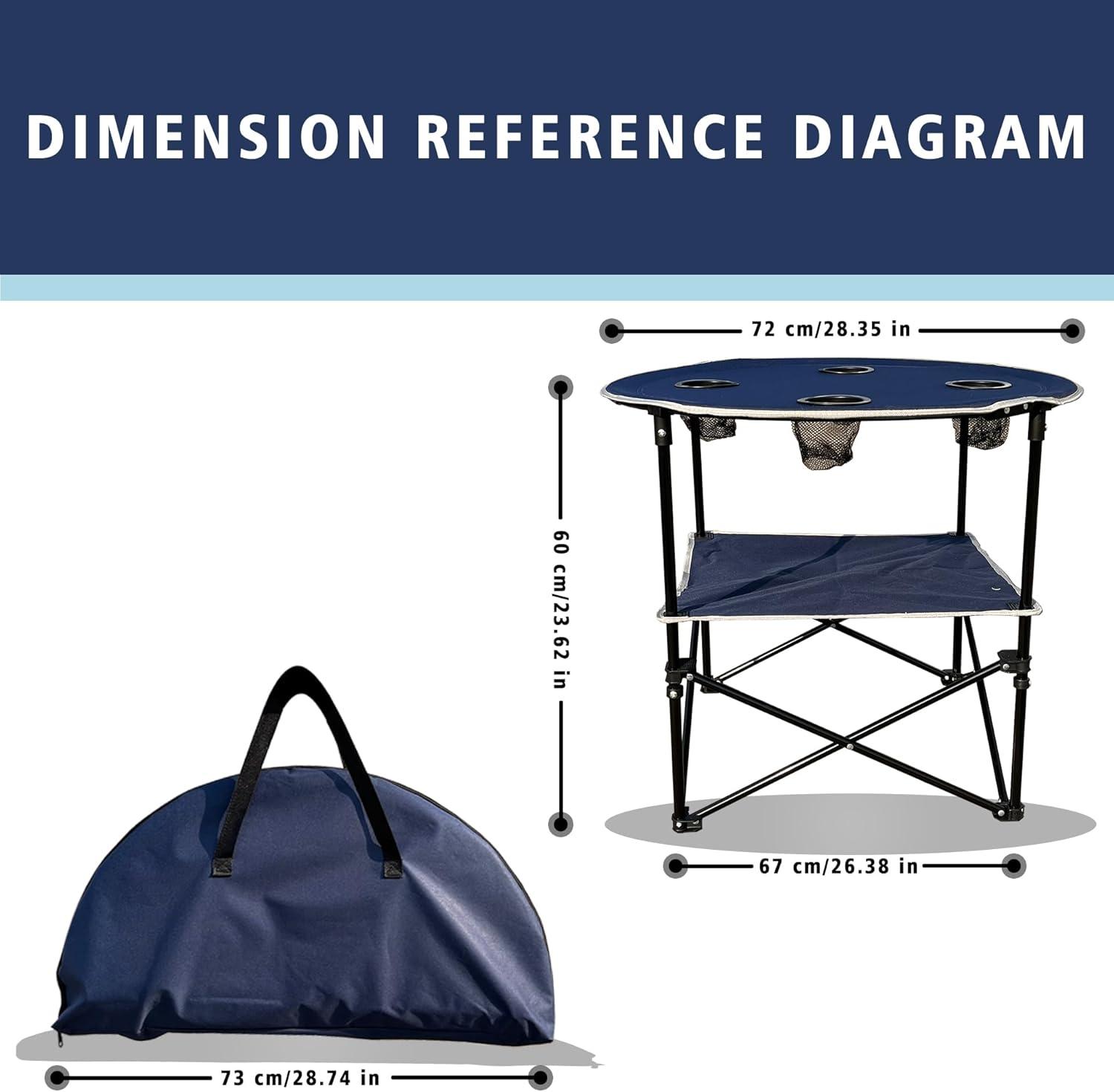 2 Tier Outdoor Camping Gear, Foldable Camping Table With Carry Bag And 4 Cup Holders,Lightweight Collapsible Canvas Table For Beach, Picnic, BBQ,Campfires,Fishing,Hiking,Tailgating