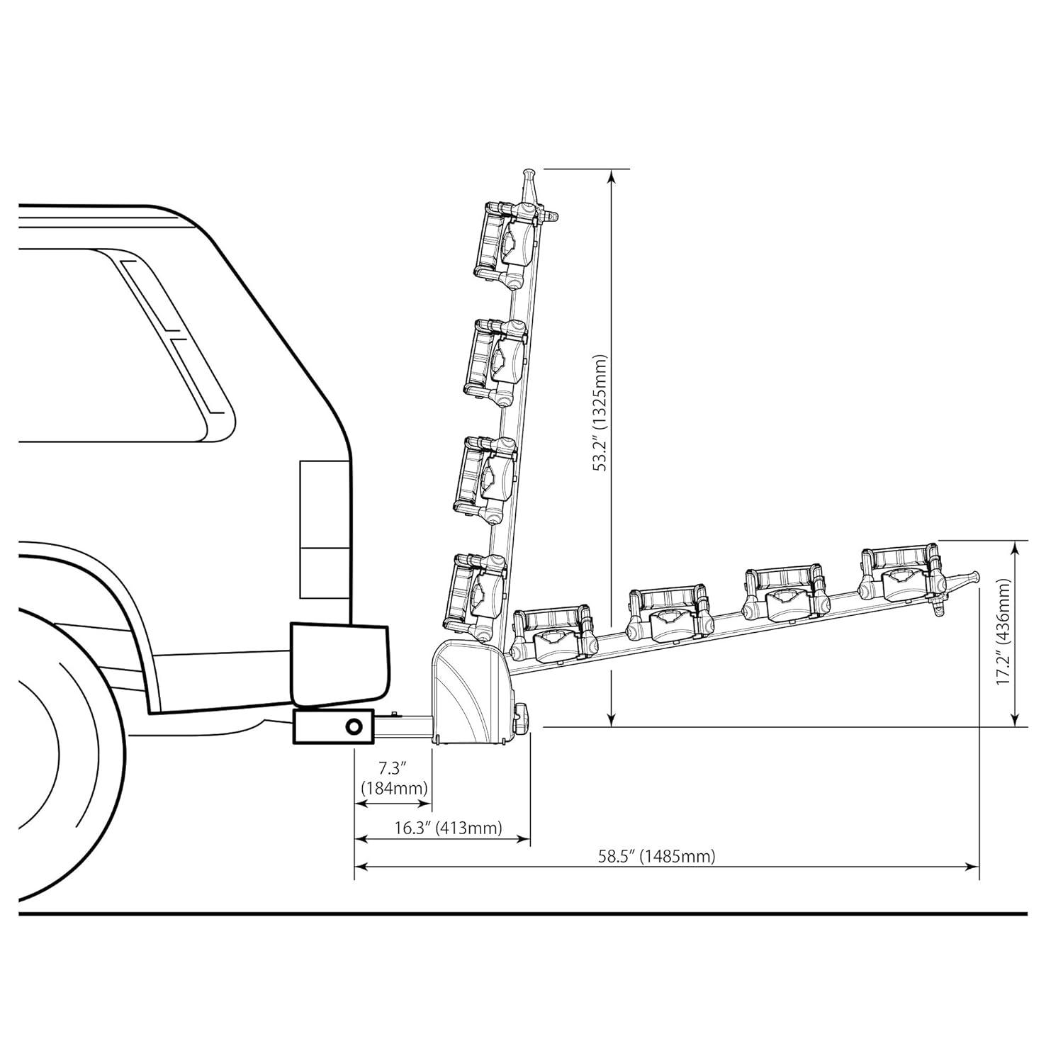 INNO INH142 Tire Hold Hitch Mount (2" ONLY) Platform Rack (4) Bike (E-bike, Fat Tire, Full Suspension, Carbon Compatible), Matte Black
