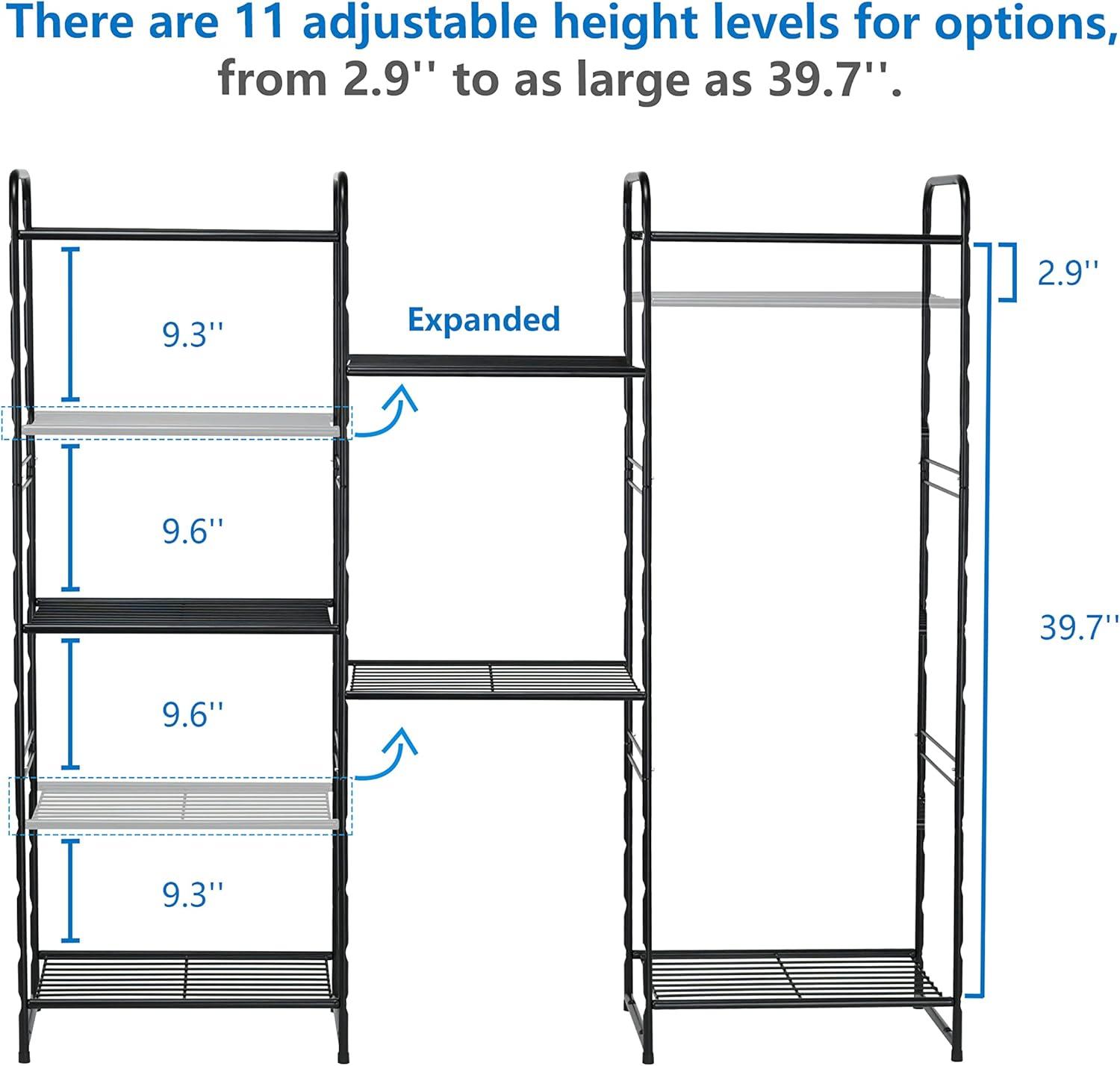 Rebrilliant 3 Tier Wire Shelves For Storage Rack Outdoor Indoor Waterproof, Stackable Metal 17.7-Inch Bathroom Organizer Shelf Stand, Perfect For Kitchen, Black