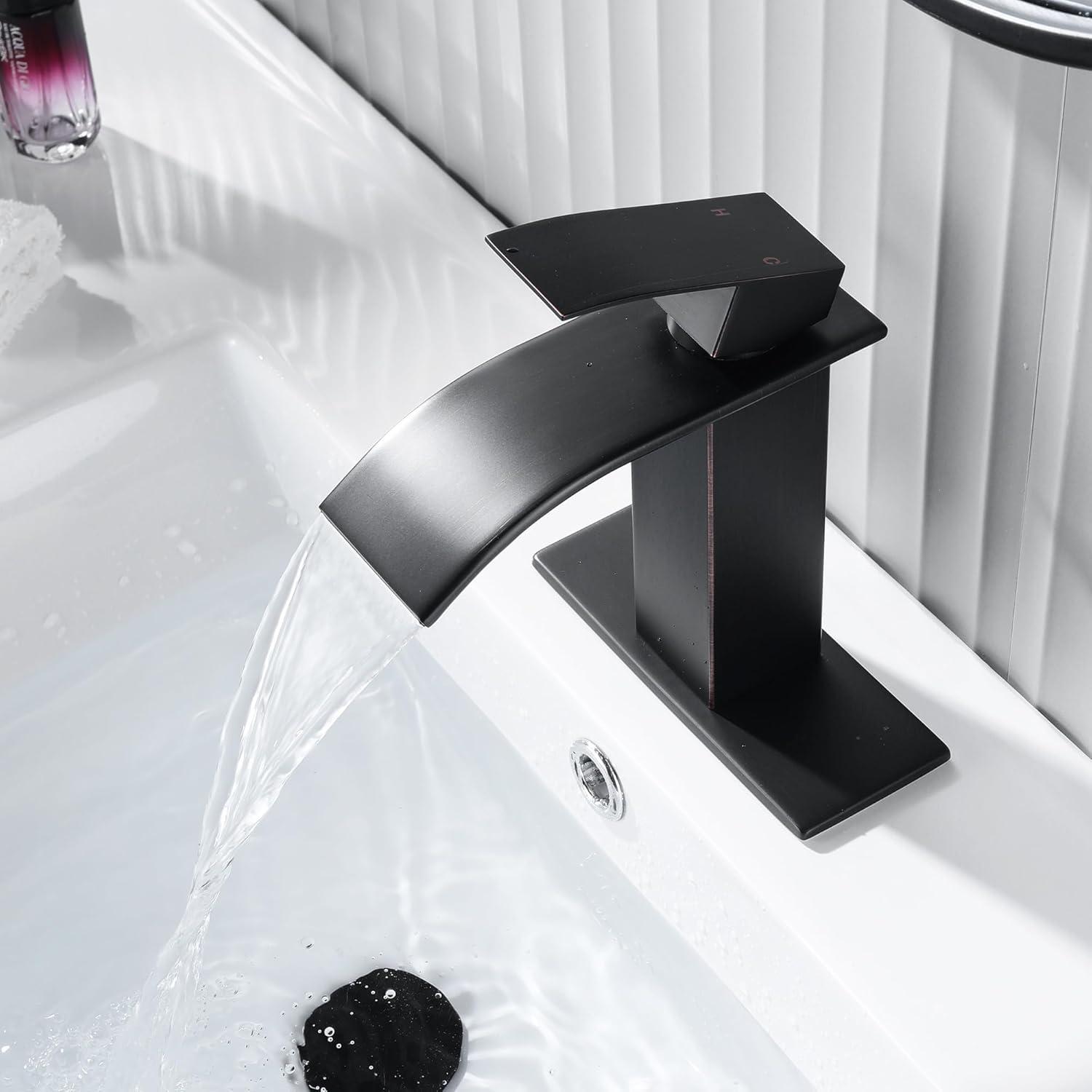 Oil Rubbed Bronze Single Handle Waterfall Bathroom Faucet