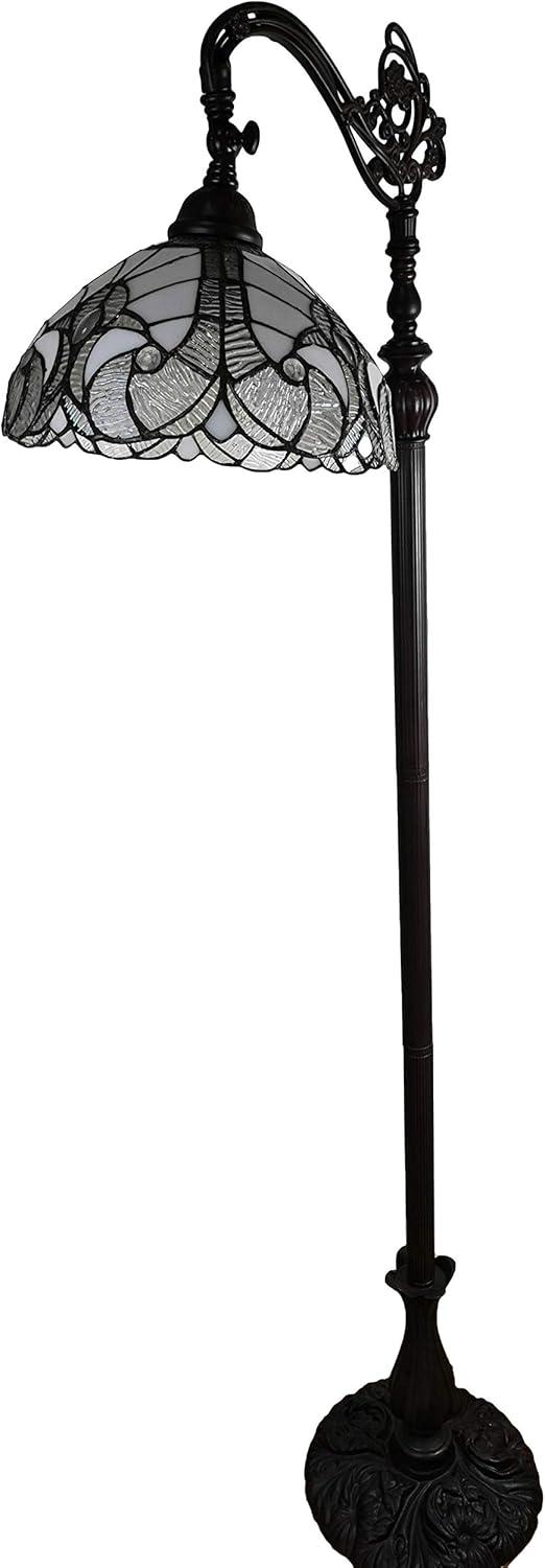 Amora Lighting Tiffany Style White Reading Floor Lamp 62" High