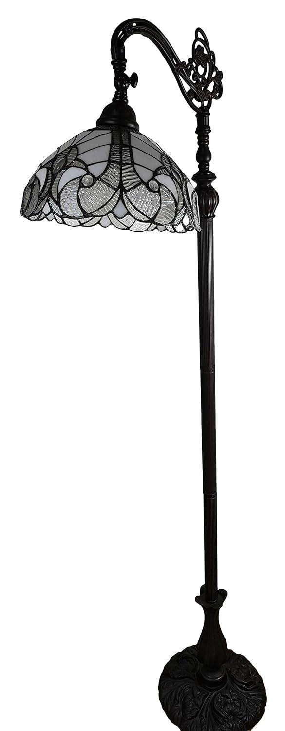 Amora Lighting Tiffany Style White Reading Floor Lamp 62" High