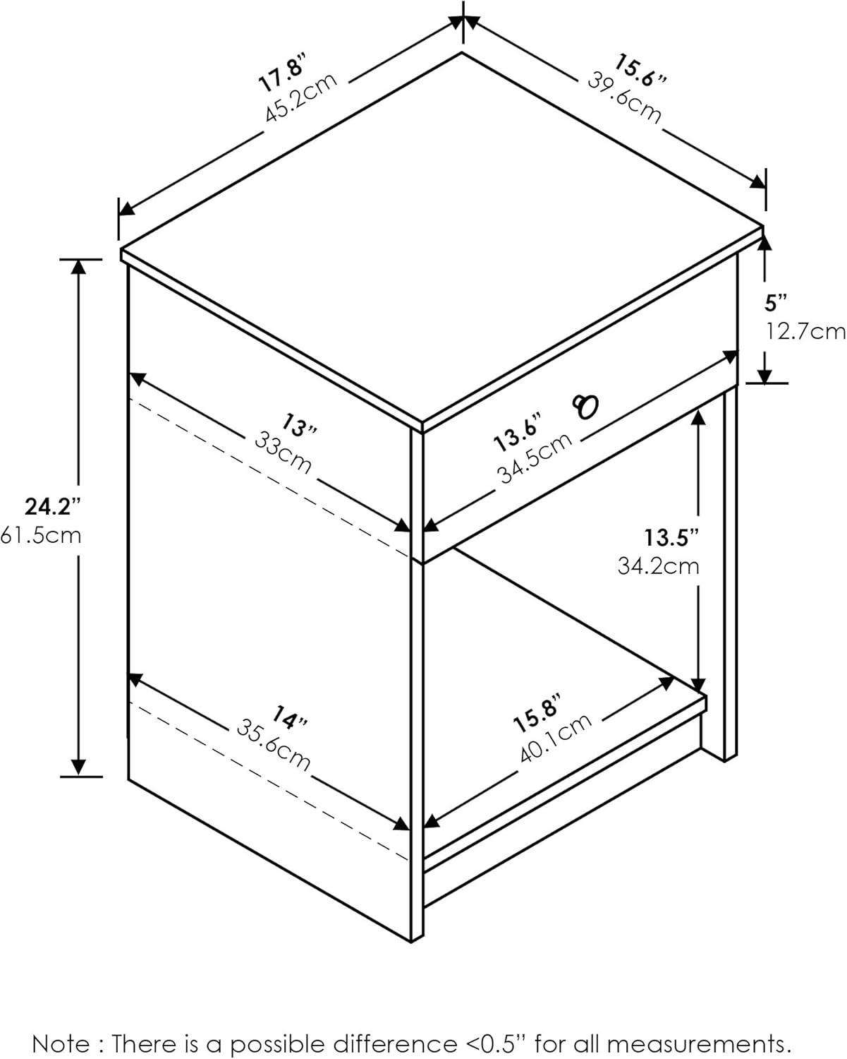 Lucca Contemporary White Nightstand with Storage Drawer