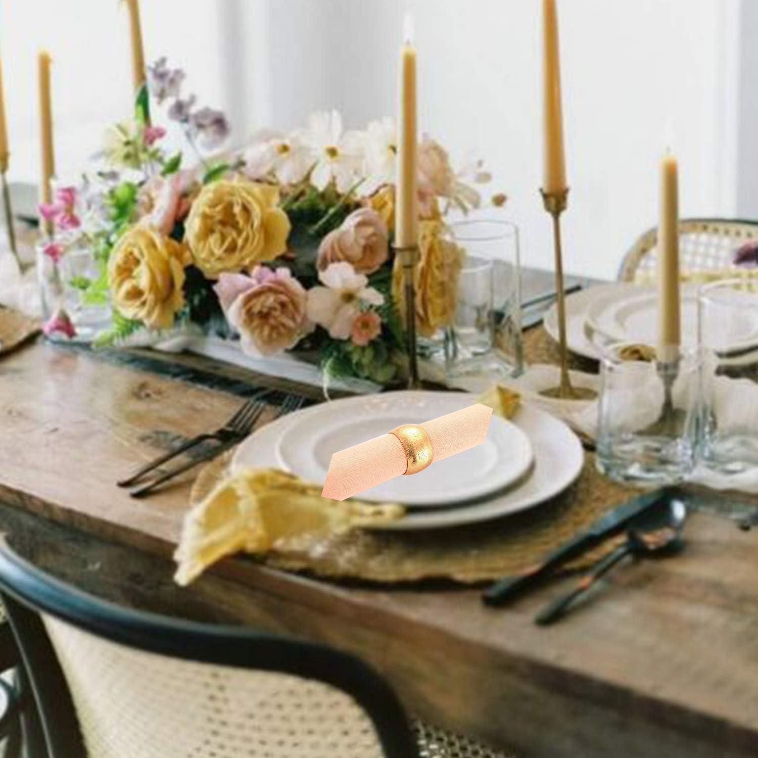 12PCS – Napkin Rings, Gold Napkin Rings Set of 12, Holiday Napkin Holders for Dining, Anniversary, Birthday, Christmas, Easter, Fall, Halloween, Thanksgiving, Party of Table Setting