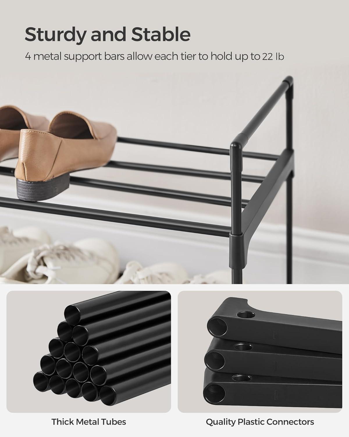 Black 2-Tier Metal Shoe Storage Shelf