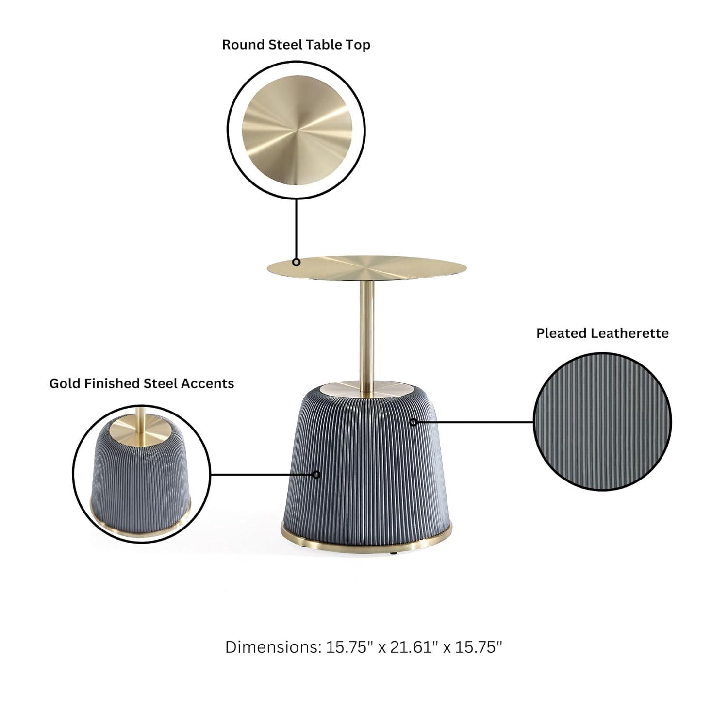 Manhattan Comfort 3pc Anderson Leatherette Upholstered Coffee Table and End Table Set Cream/Gray