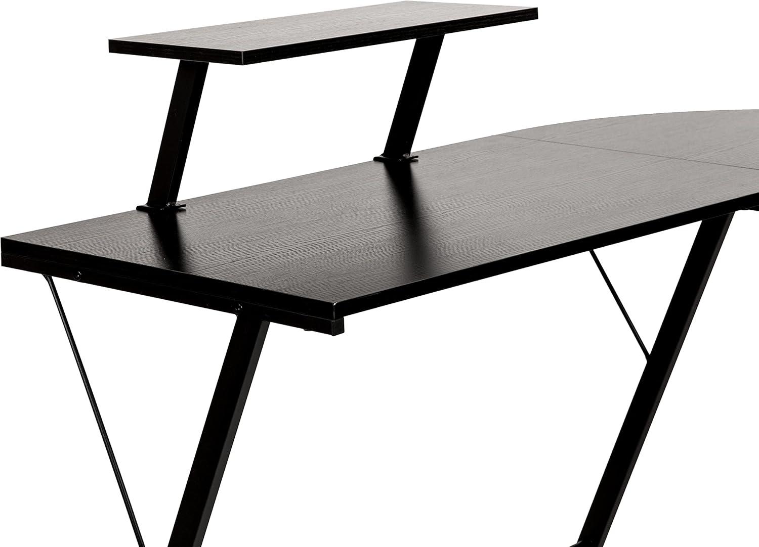 Flash Furniture L-Shaped Desk 71.5" Computer Corner Desk, Home Office Corner Desk, Gaming Desk, Space Saving, Easy to Assemble, Black/Black