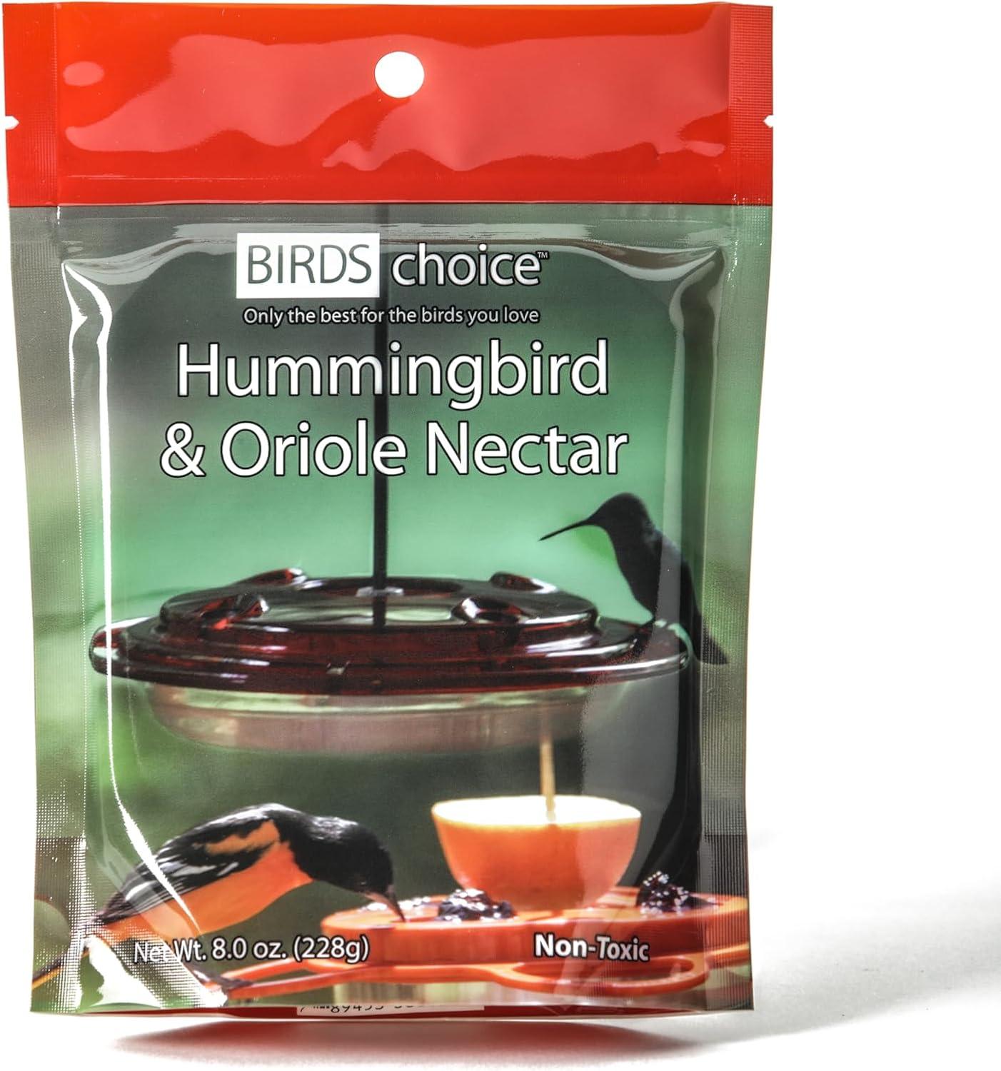 Birds Choice 8oz Hummingbird & Oriole Nectar: Easy-Mix, High-Energy, Flower-Simulating Food Formula