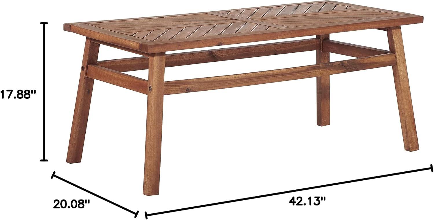 Brown Acacia Wood Chevron Outdoor Patio Coffee Table