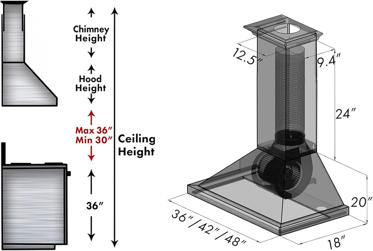 ZLINE 36 in. Convertible Vent Wooden Wall Mount Range Hood in Walnut
