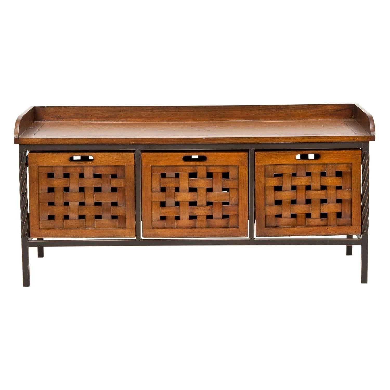 Isaac Storage Bench - Honey Oak - Safavieh