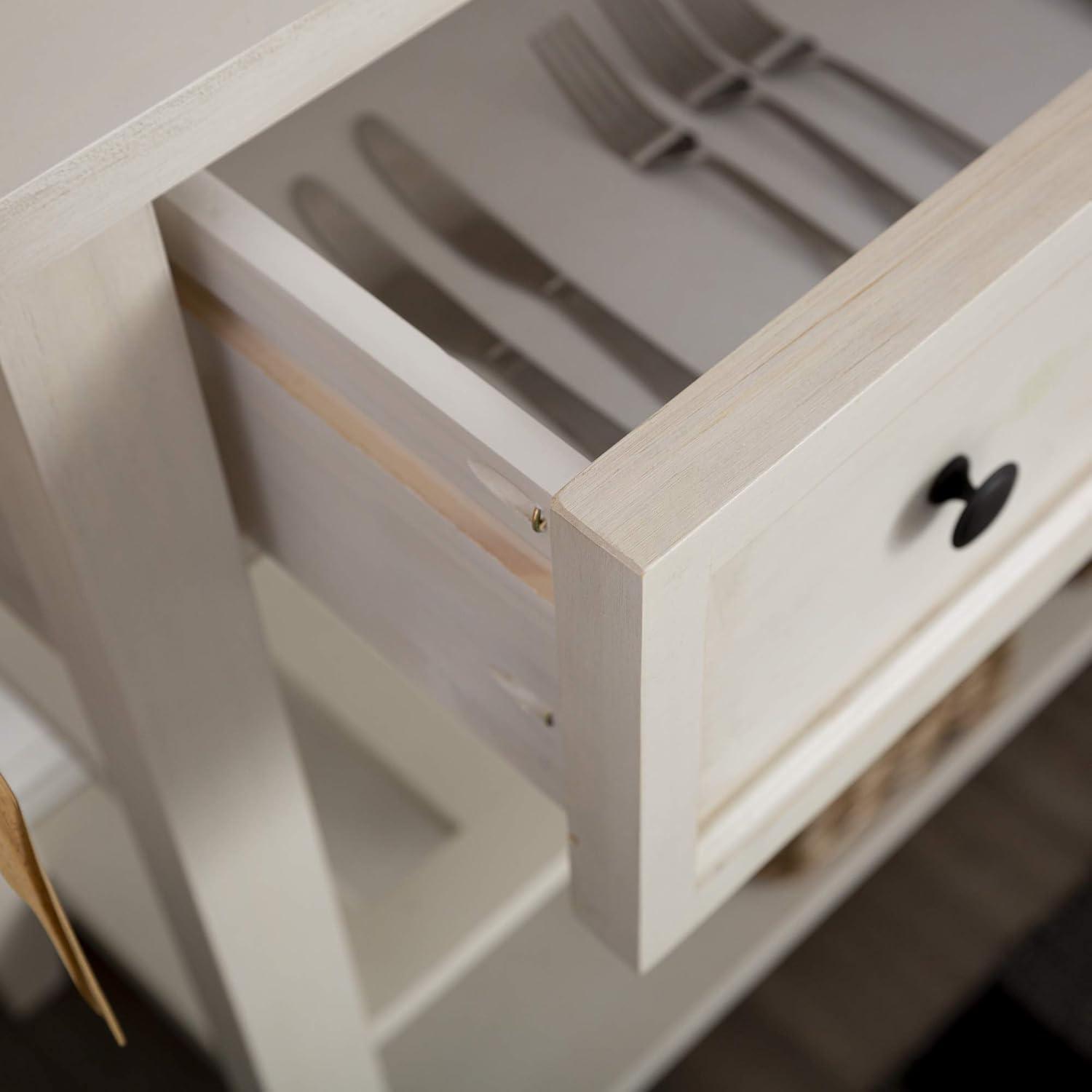 Walker Edison Modern Farmhouse Wood Buffet Sideboard Entryway Serving Storage Cabinet Doors-Dining Room Console, 48 Inch, White