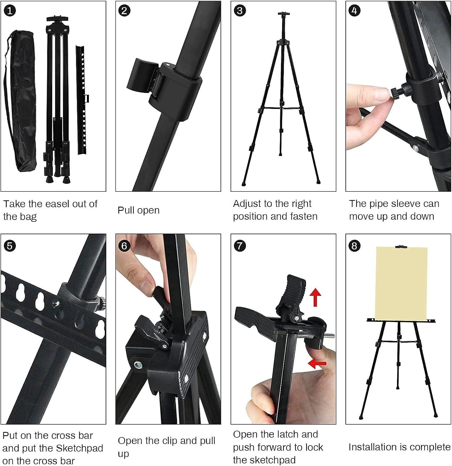RRFTOK Art Painting Display Easel Stand,72Inches Portable Adjustable Metal Tripod with Artist Easels for Canvases Height from 22-72”for Table-Top/Floor Paint and Displaying,Black
